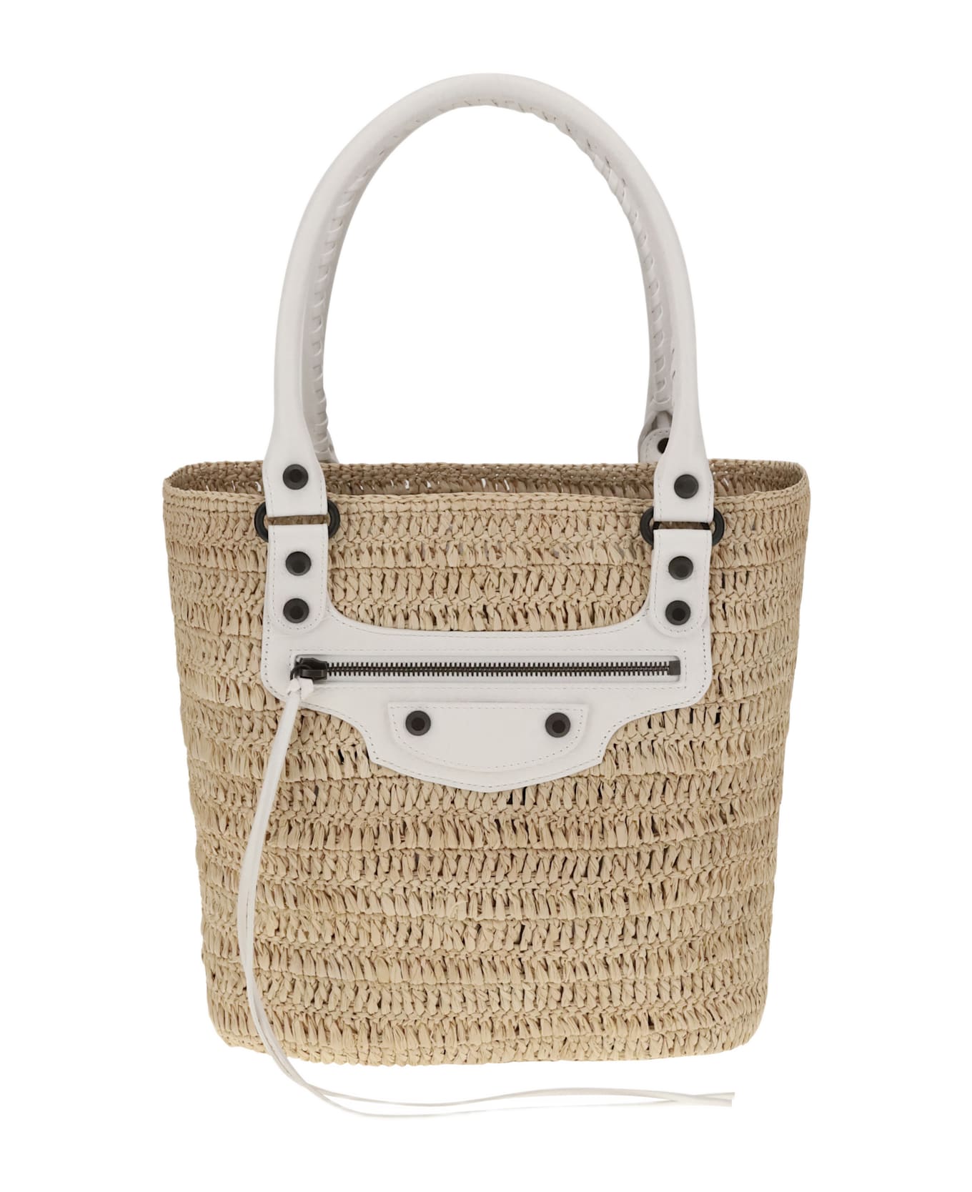 Balenciaga Le City Small Straw Shoulder Bag