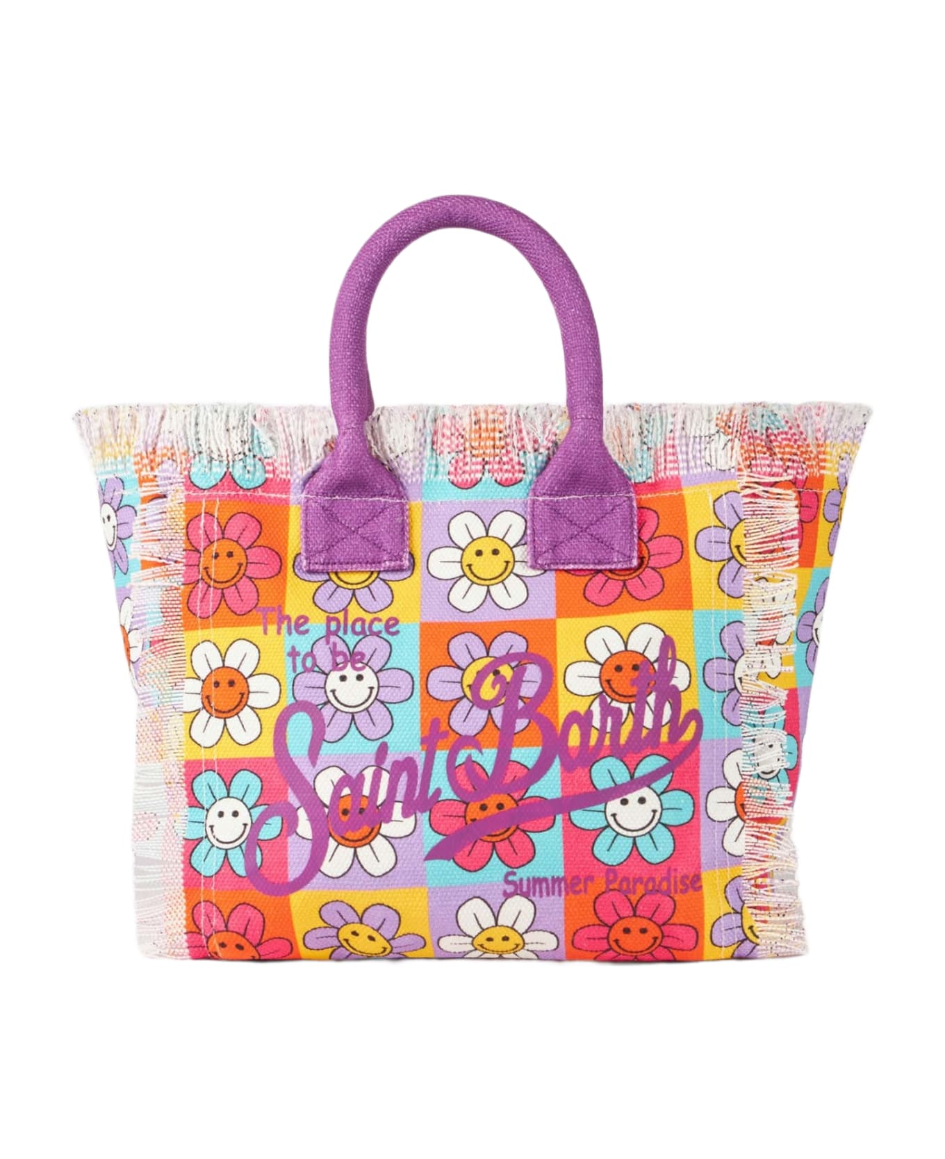 MC2 Saint Barth Colette Canvas Handbag With Smiling Daisy Print - PINK