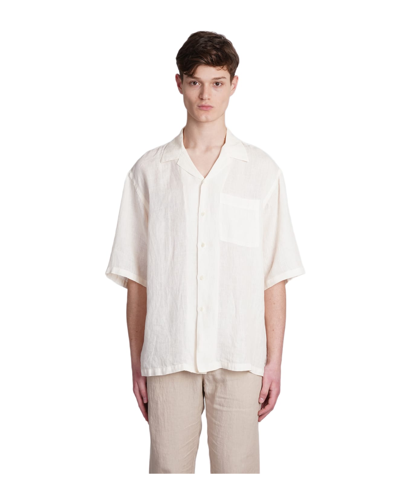 120% Lino Shirt In Beige Linen - beige