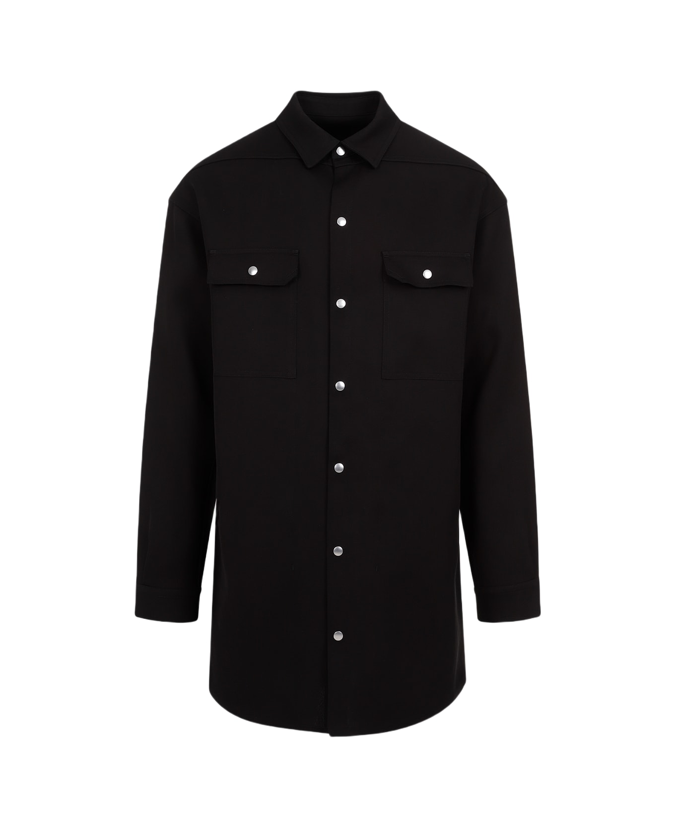 Rick Owens Jumbo Fogpocket Silk Wool Shirt - Black