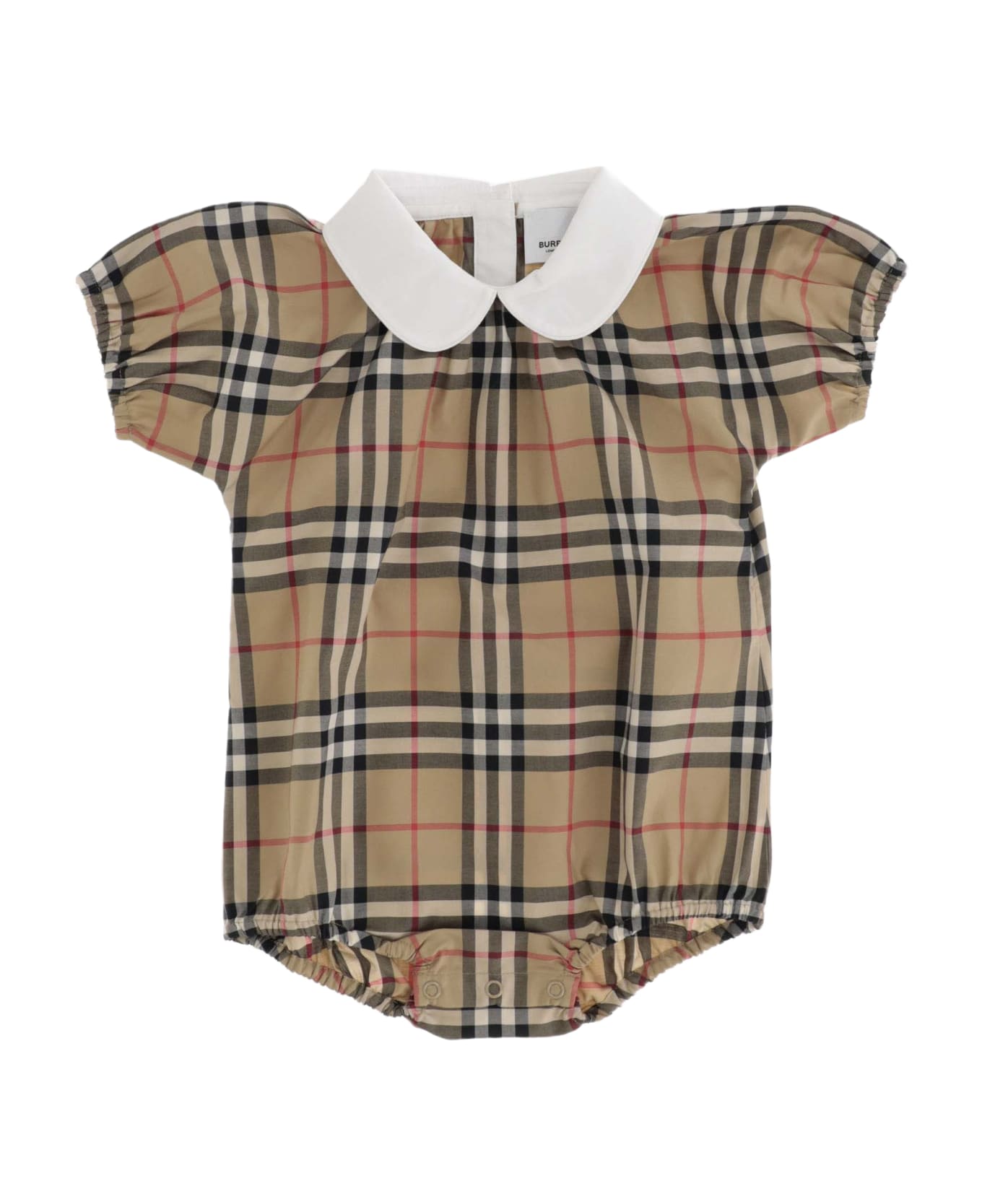 Burberry Stretch Cotton Bodysuit With Check Pattern - Red