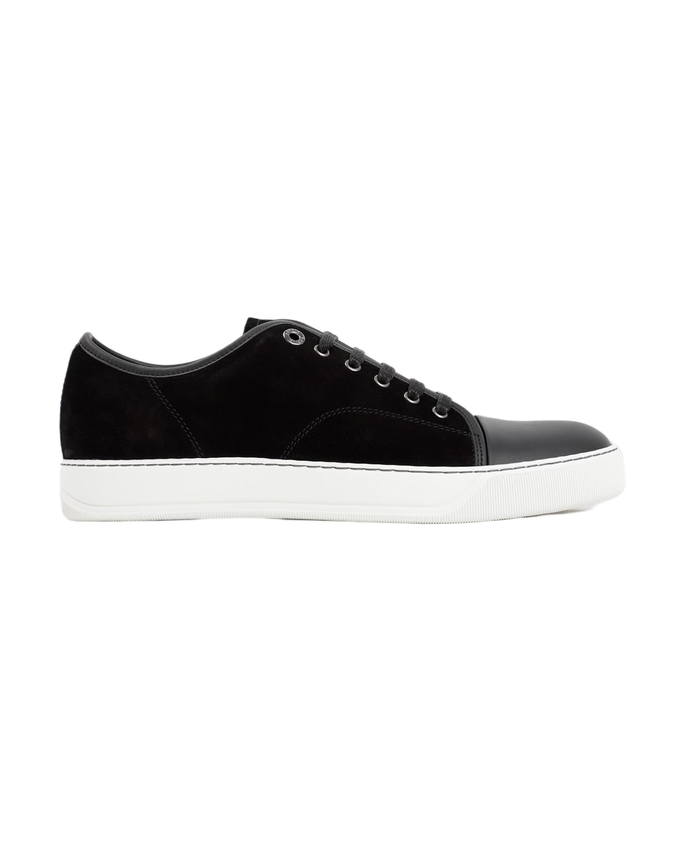 Lanvin Suede And Nappa Captoe Low To Sneakers - Black