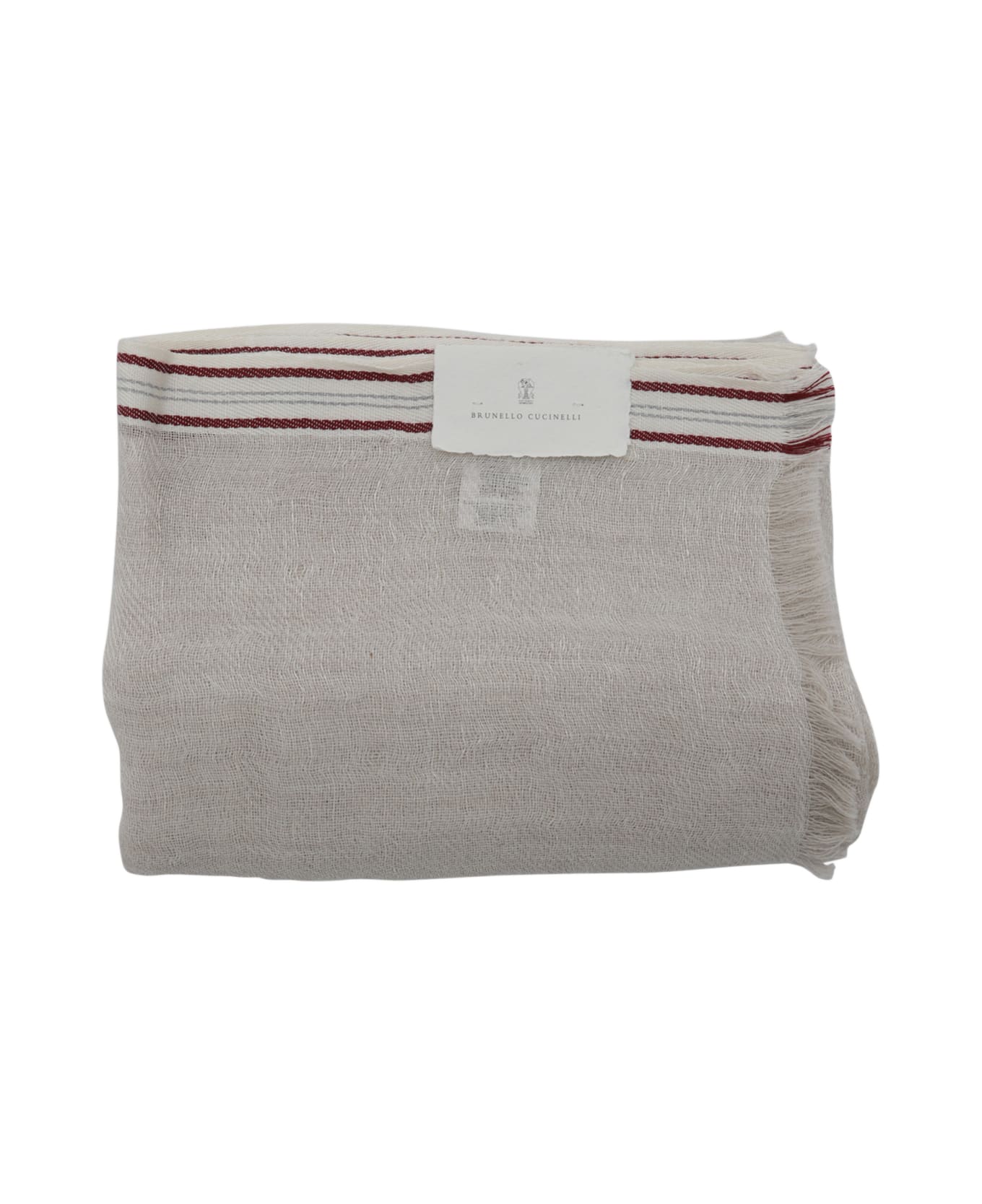 Brunello Cucinelli Beige Linen Scarves - BROWN+OFF WHITE+ROSSO+GRIGIA