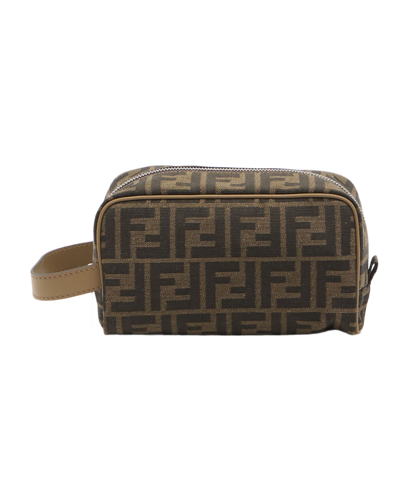 Fendi Small Ff Jacquard Toiletry Case - BEIGE