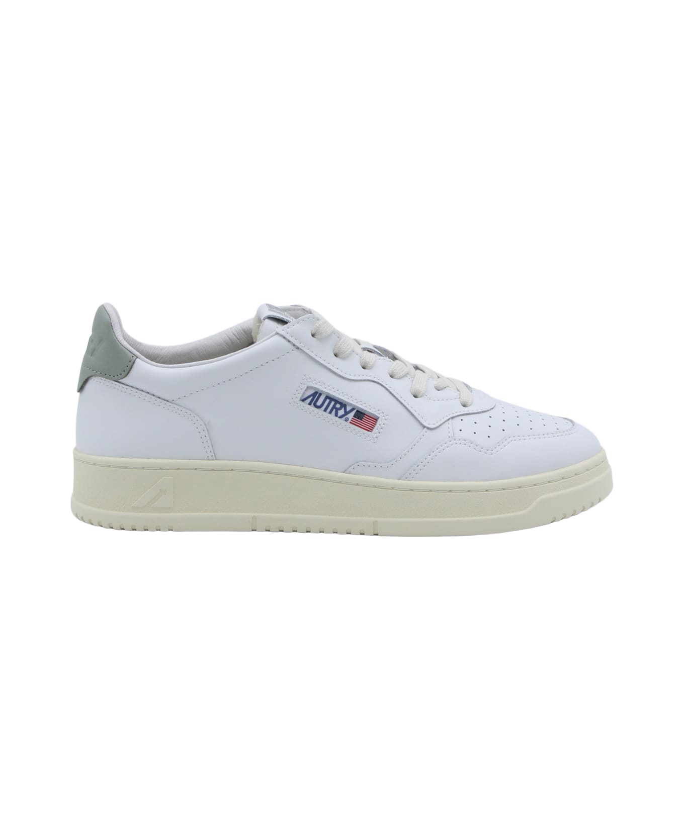 Autry White And Grey Leather Action Sneakers - WHT/SEAGR