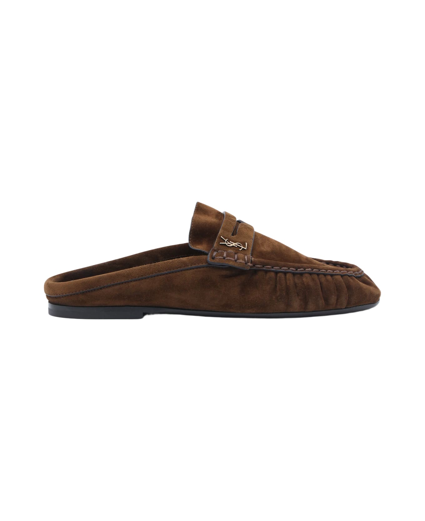 Saint Laurent Brown Leather Loafers - DARK HAVANA