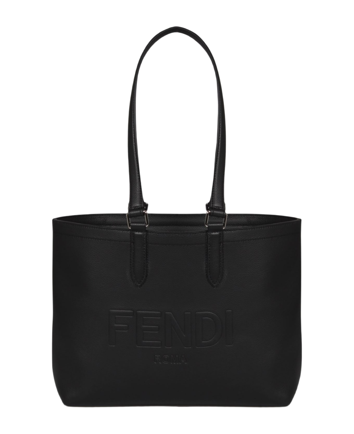 Fendi Roma Leather Shopper - Black