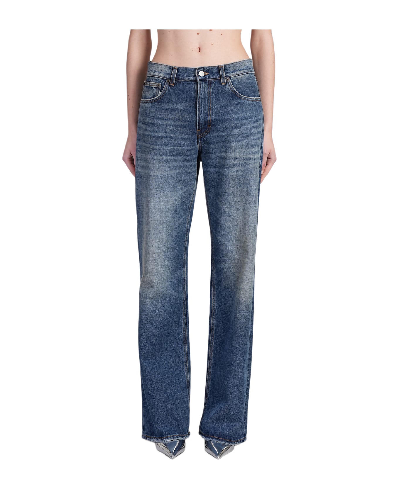 Haikure Korea Jeans In Blue Denim - blue