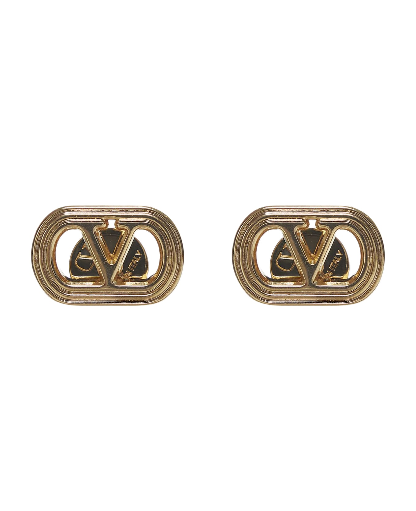 Valentino Garavani Gold Metal Ovalette Earrings - Golden