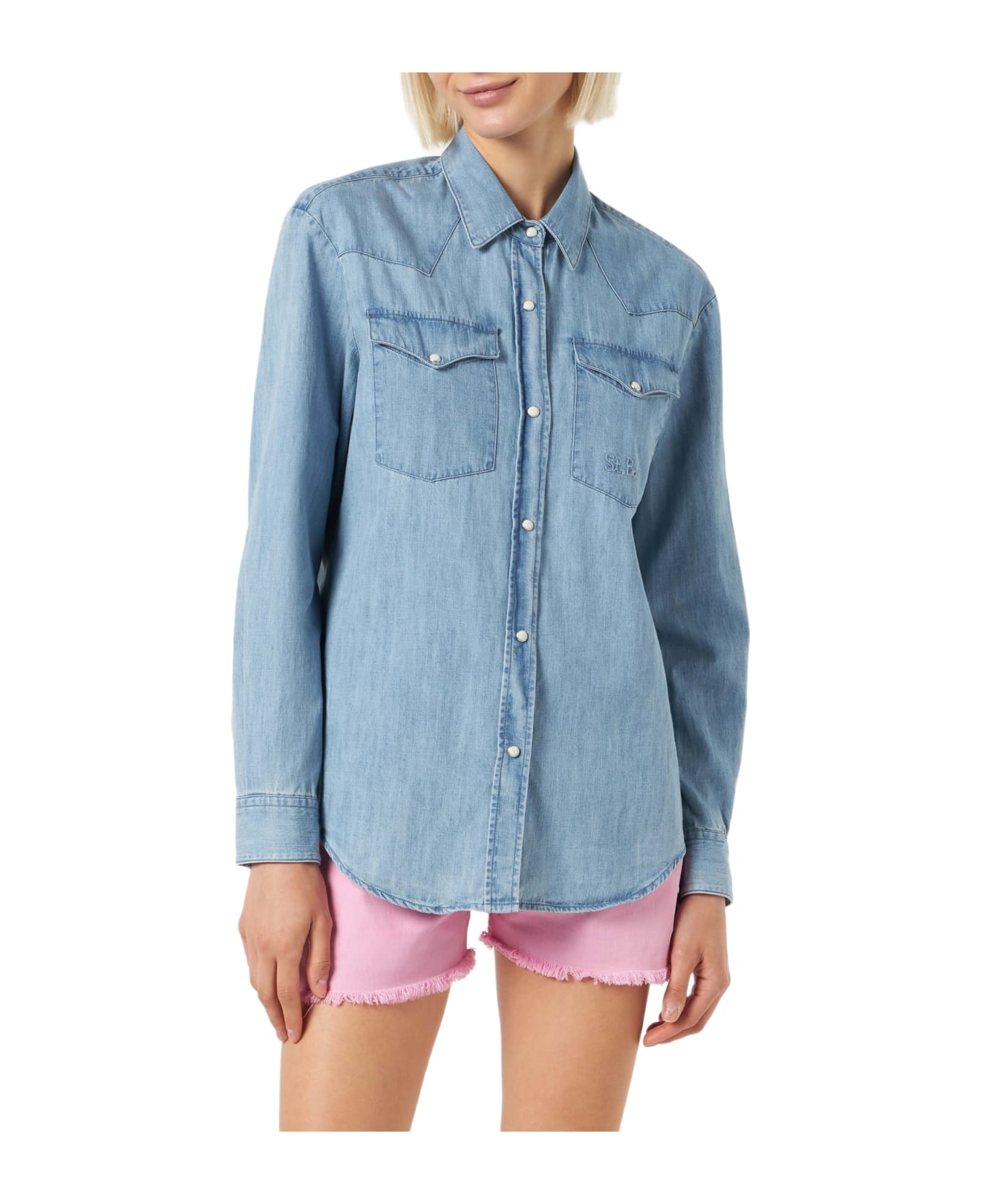 MC2 Saint Barth Woman Denim Shirt - BLUE