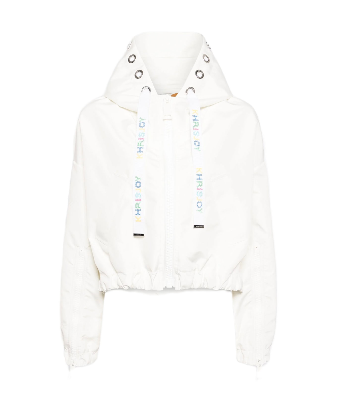 Khrisjoy New Khris Crop Windbreaker Off white nylon hooded windproof jacket - New Khris Crop Windbreaker - Bianco