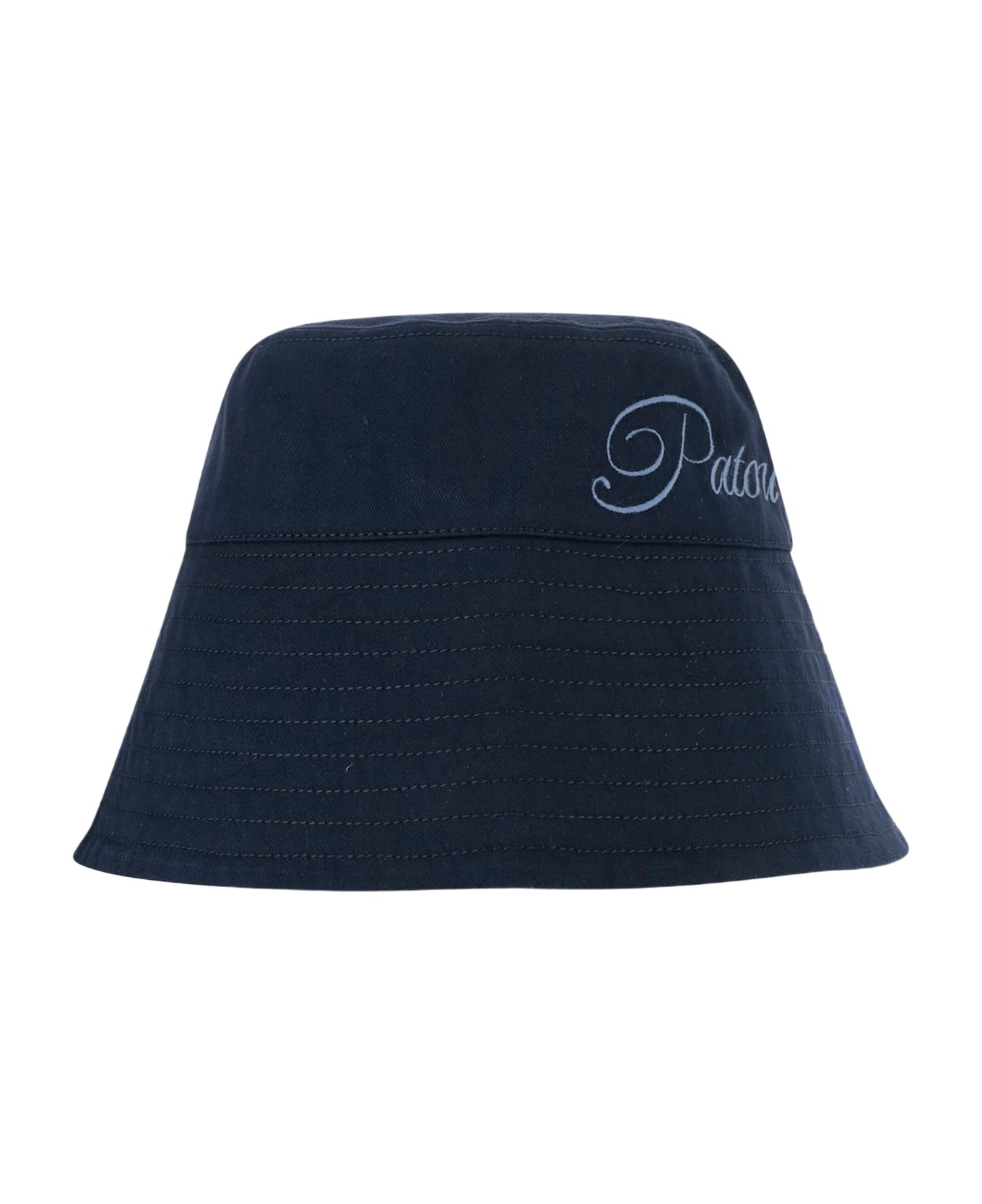 Patou Cotton Bucket Hat With Logo - Blue