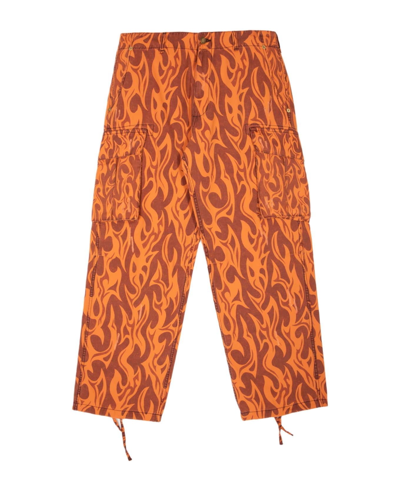ERL Unisex Printed Cargo Pants Woven Orange canvas printed cargo pant - Unisex Printed Cargo Pants Woven - Arancio