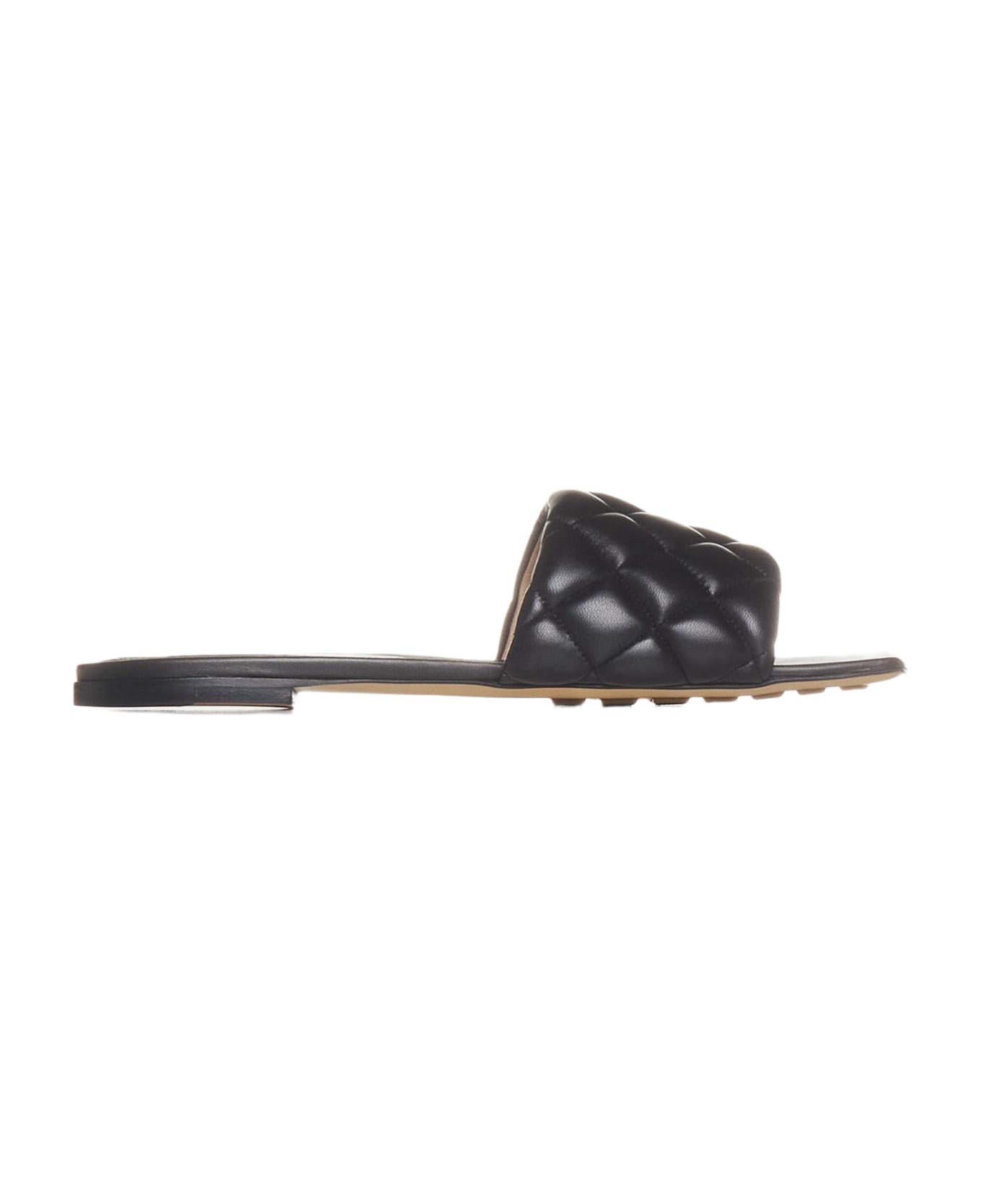 Bottega Veneta Padded Intrecciato Leather Flat Sandals - Black