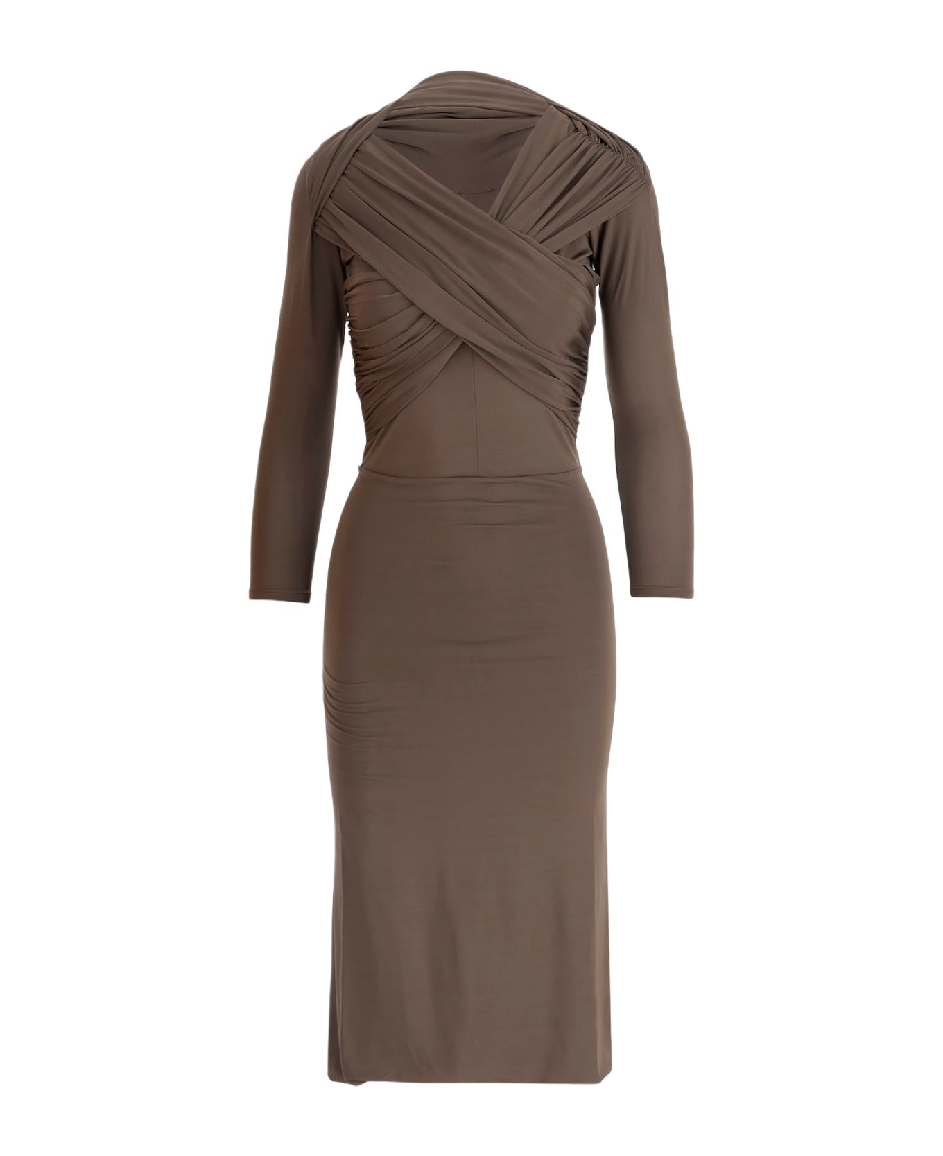 Patou Long Dress Cross Effect - Brown