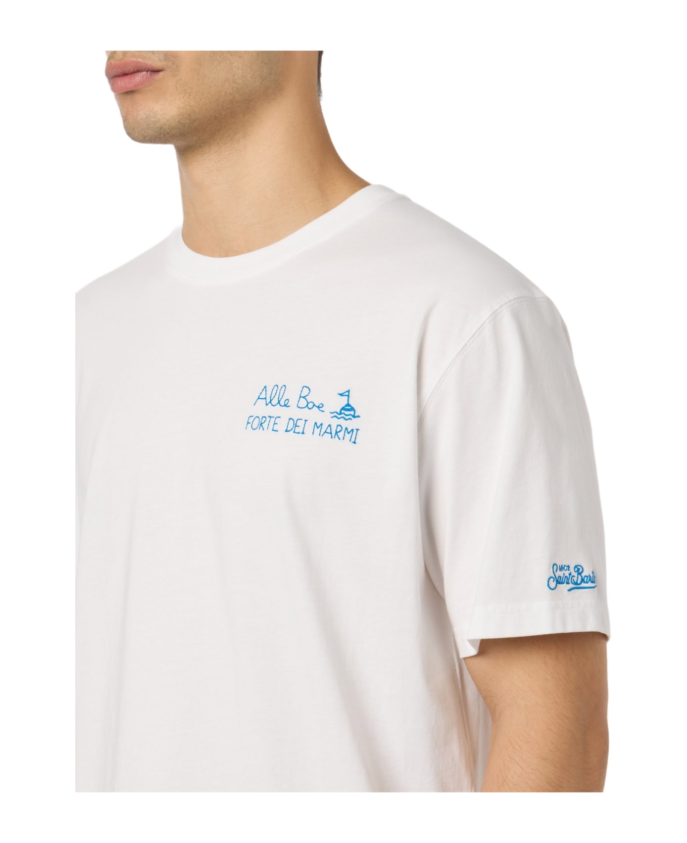 MC2 Saint Barth Man Classic Fit Cotton Jersey T-shirt Portofino With Vado A Forte Print | Alle Boe Special Edition - WHITE