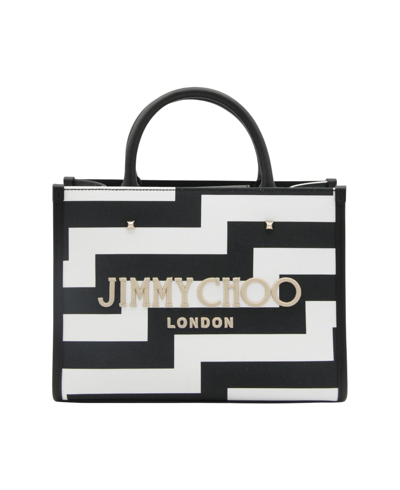 Jimmy Choo Black And White Avenute Medium Tote Bag - 1C0019