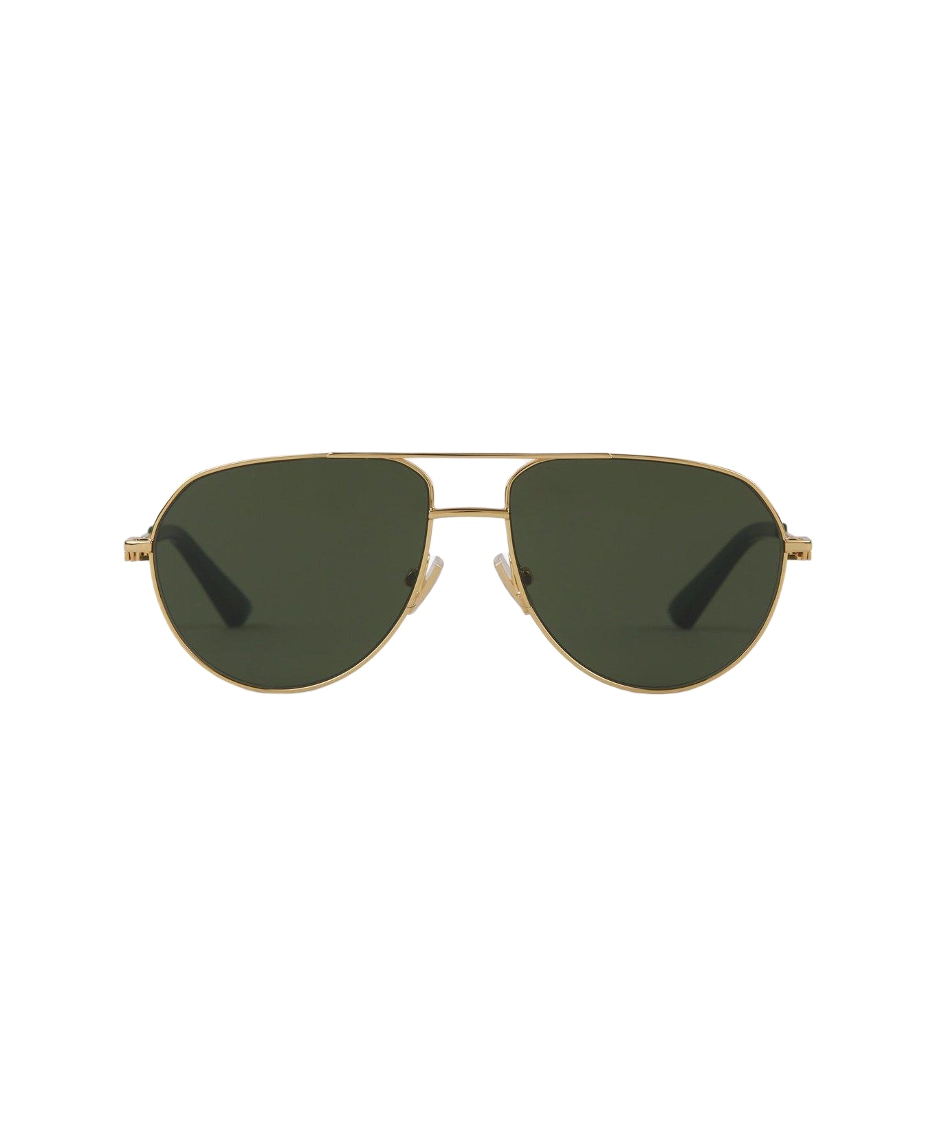 Bottega Veneta Eyewear Aviator Frame Sunglasses - Gold green
