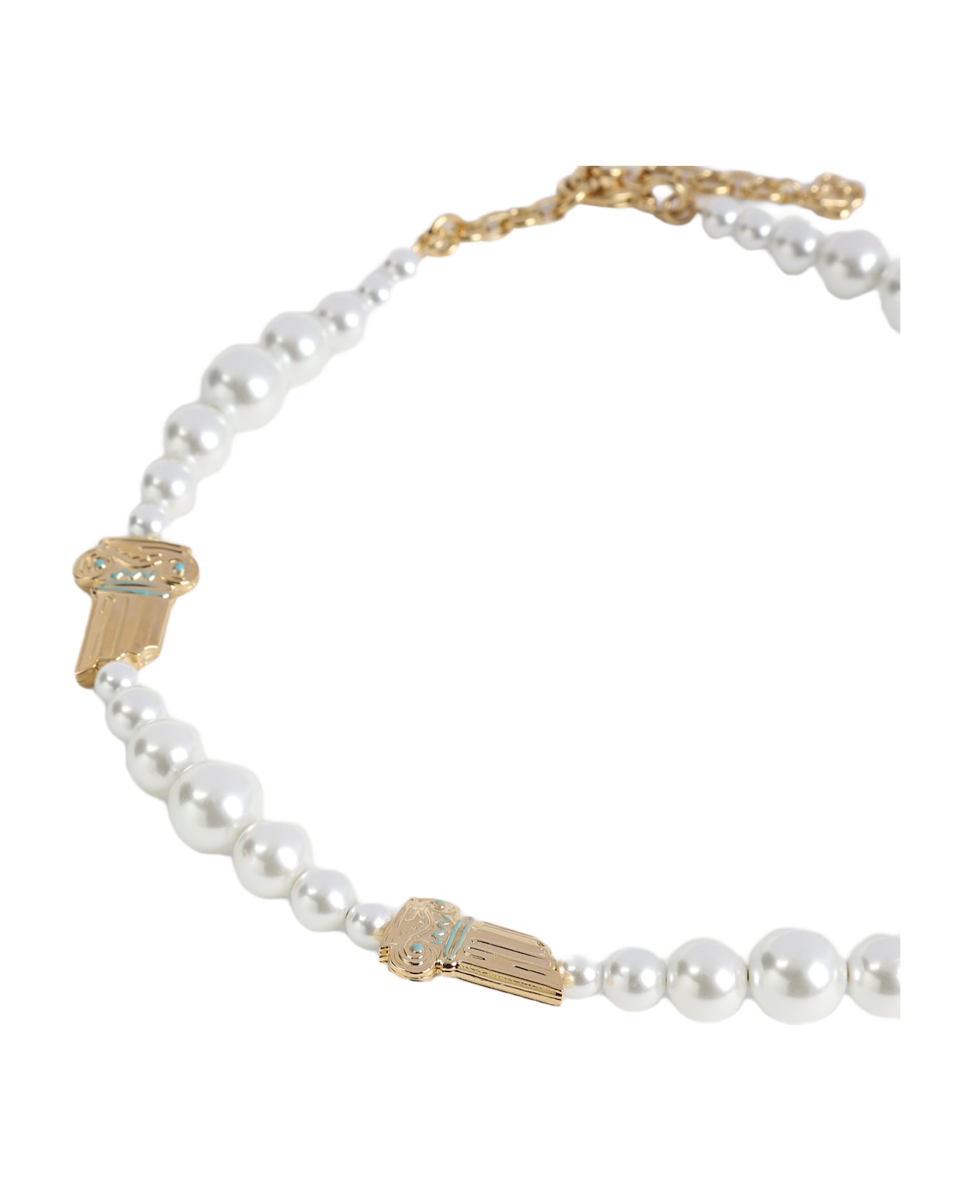 Casablanca Gradient Pearl Column Necklace - GOLD/WHITE