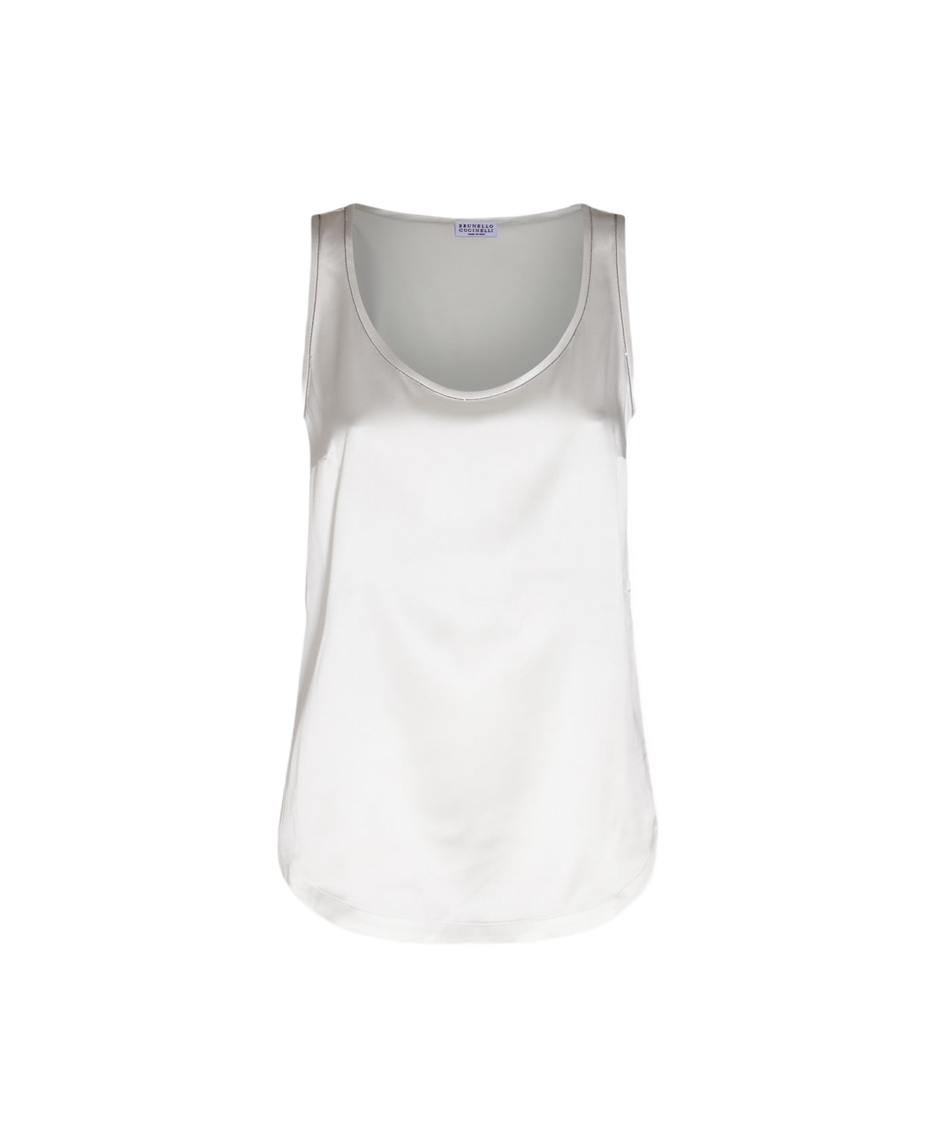 Brunello Cucinelli White Silk Top - Natural