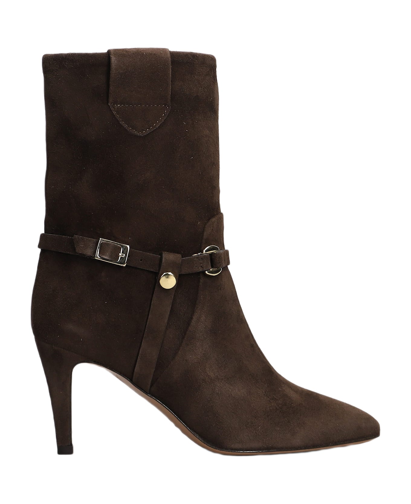 The Seller High Heels Ankle Boots In Dark Brown Suede - dark brown