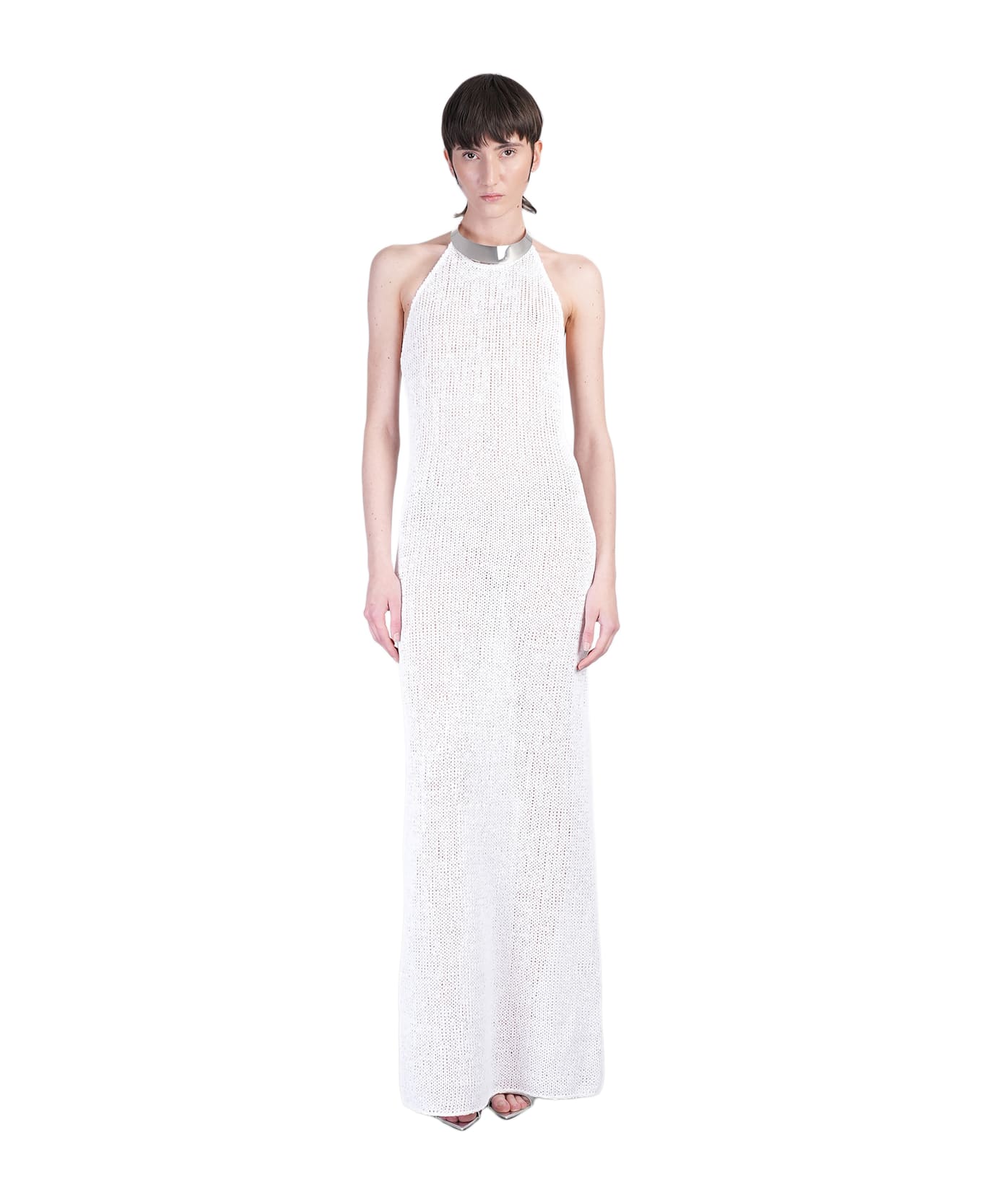 Nué Attina Long Dress In White Polyester - white