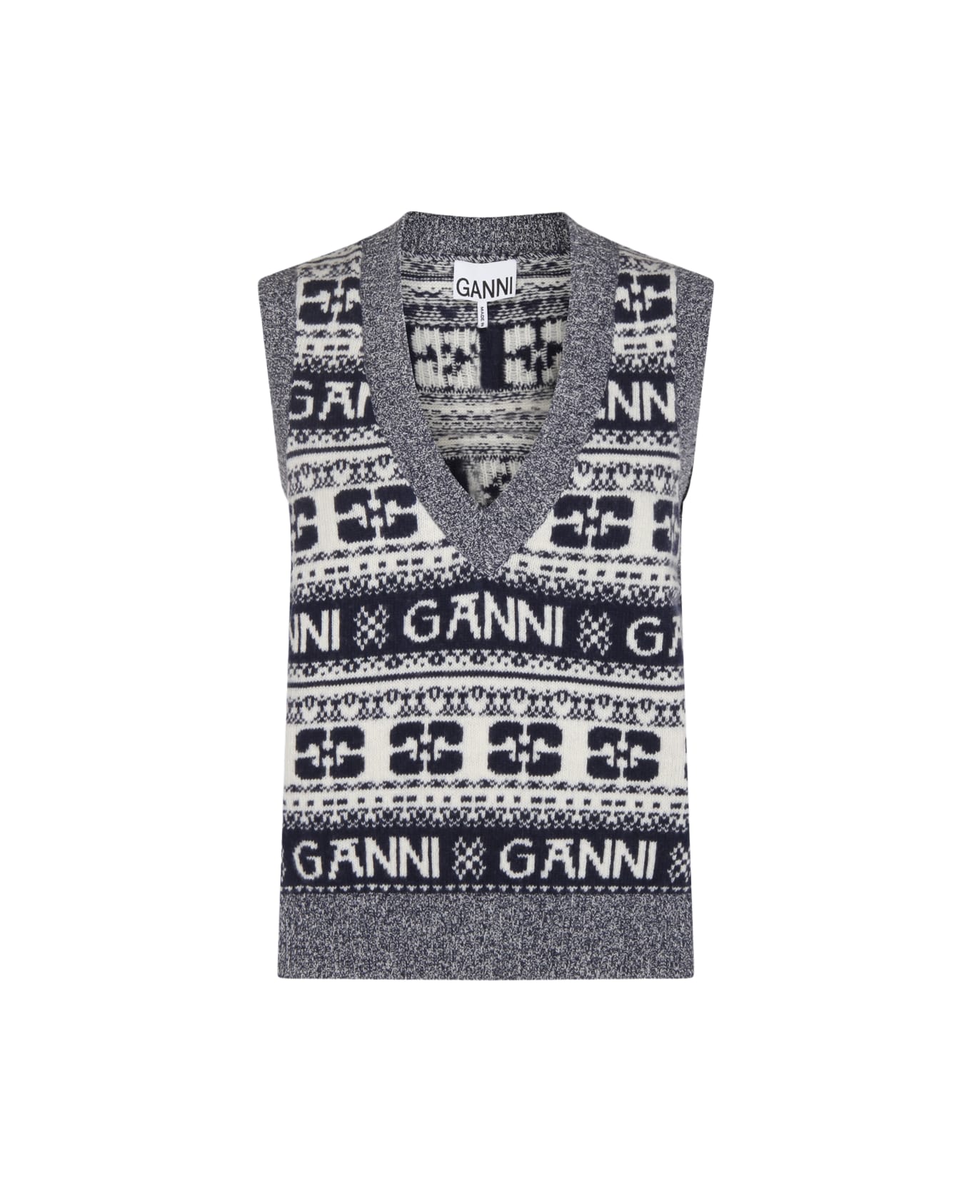 Ganni Grey Wool Knitwear - Sky Captain