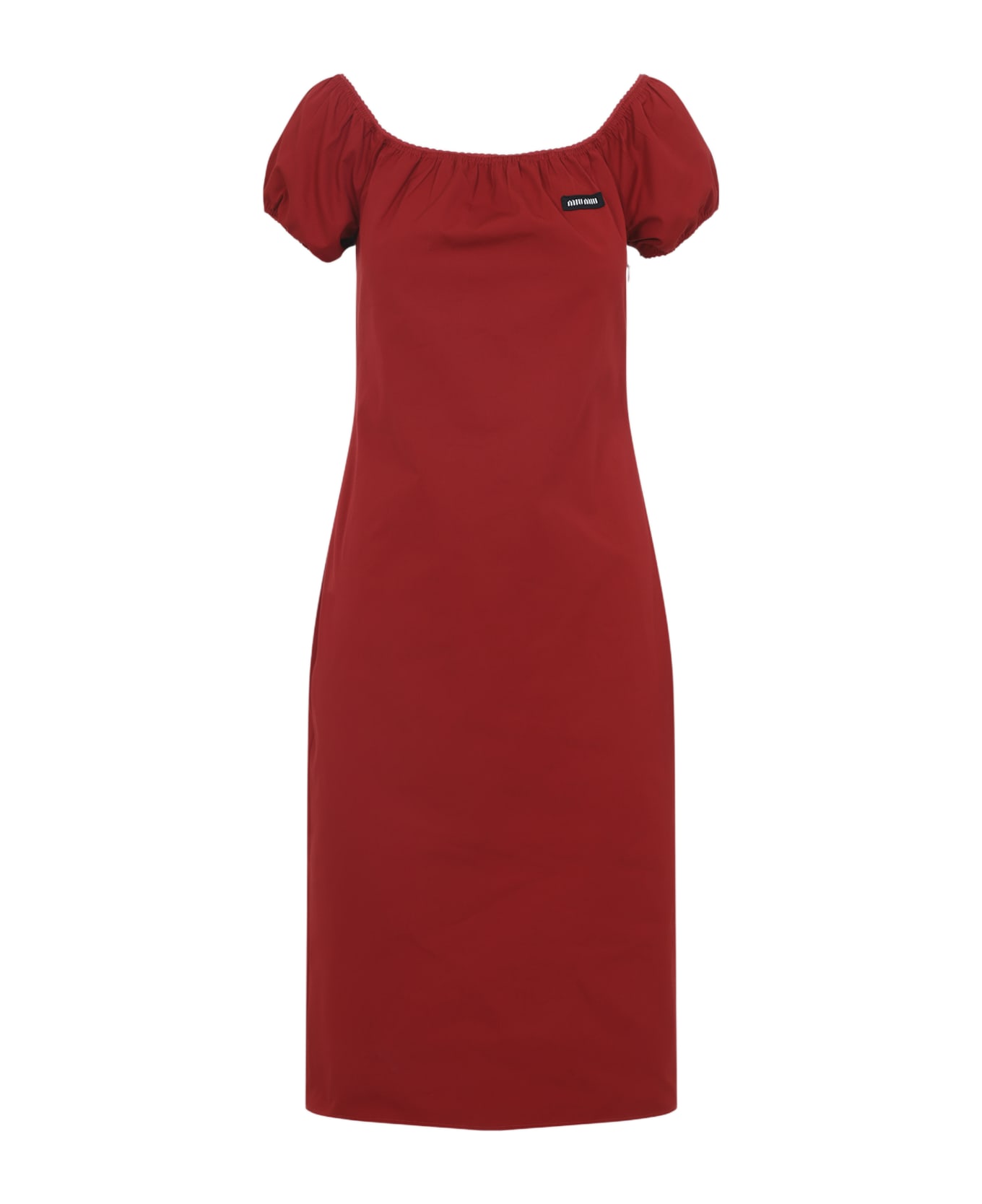 Miu Miu Cotton Midi Dress - Rosso