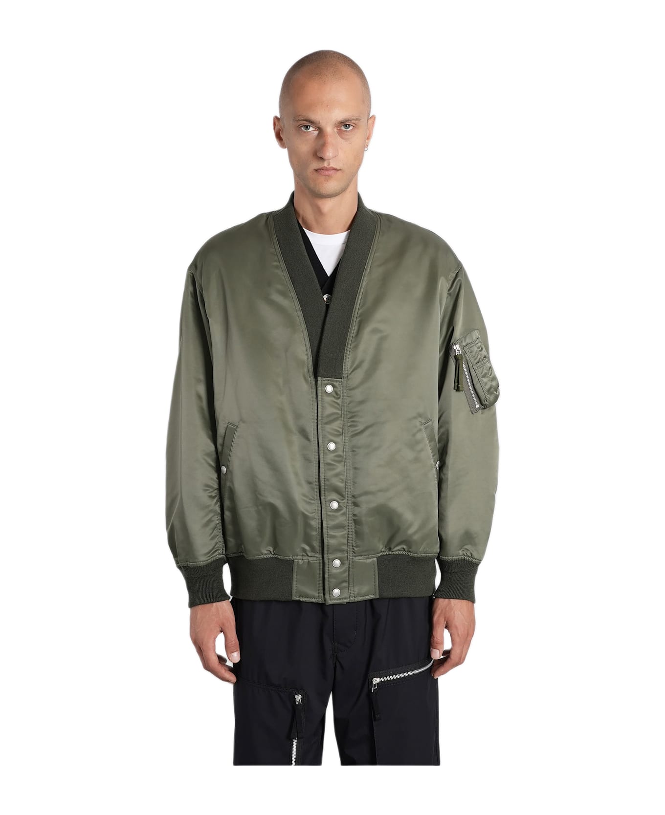 Comme des Garçons Homme Bomber Jacket In Green Nylon - green