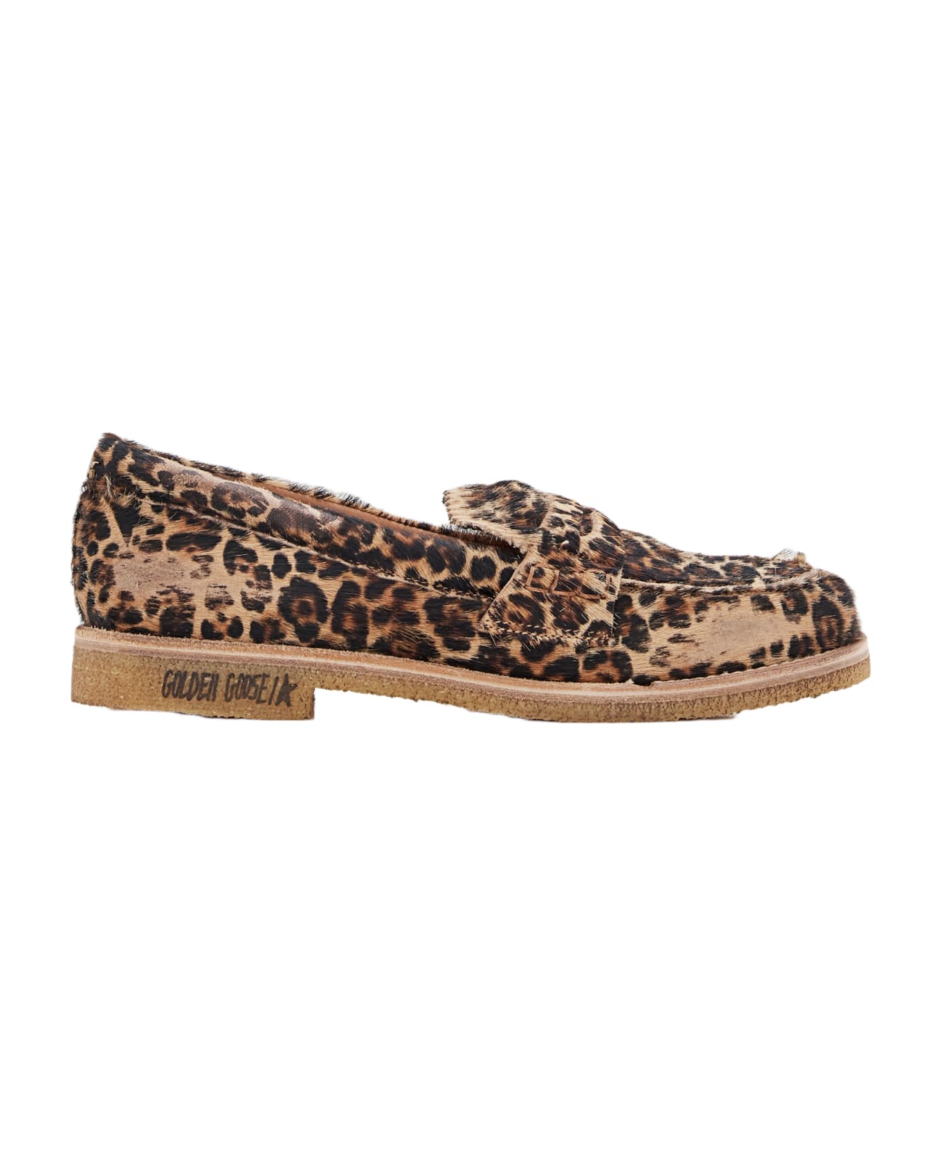 Golden Goose Jerry Leopard Print Horsy Leather Loafers - Brown