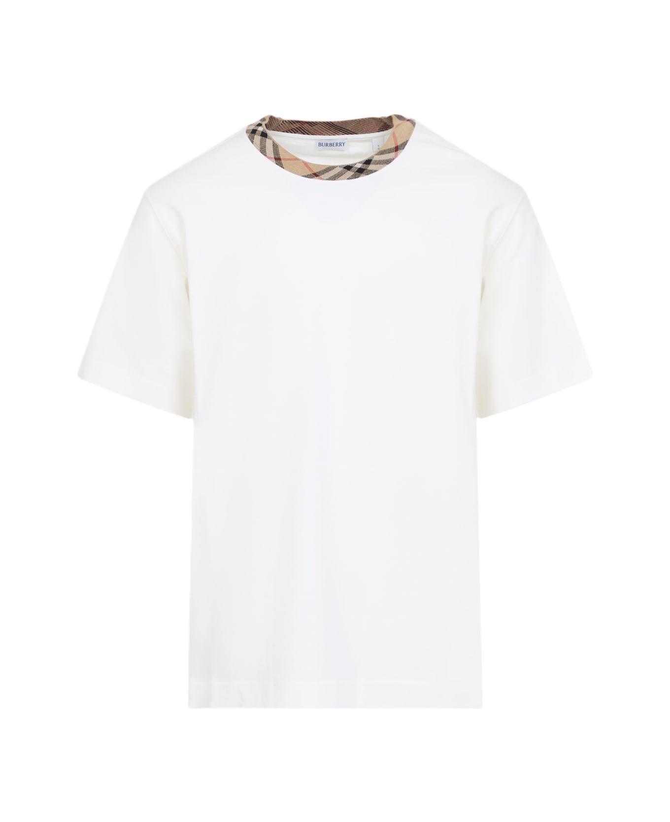 Burberry Ryan Check Collar T-shirt - Chalk