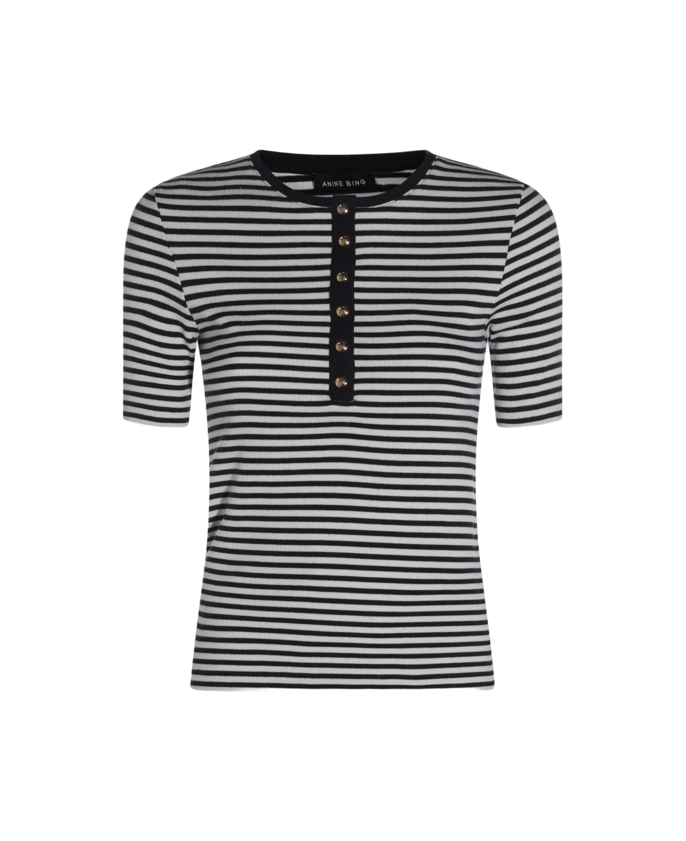 Anine Bing Black And White Cotton T-shirt - Red