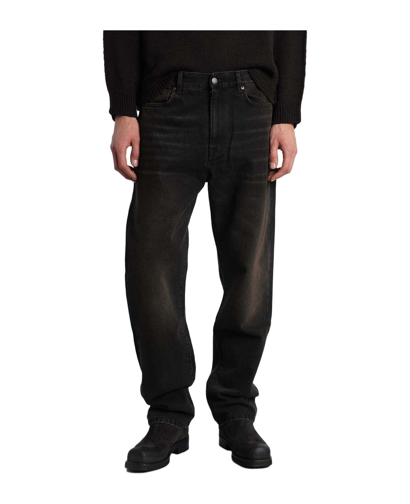 Paura Mercurio Jeans In Black Denim - black