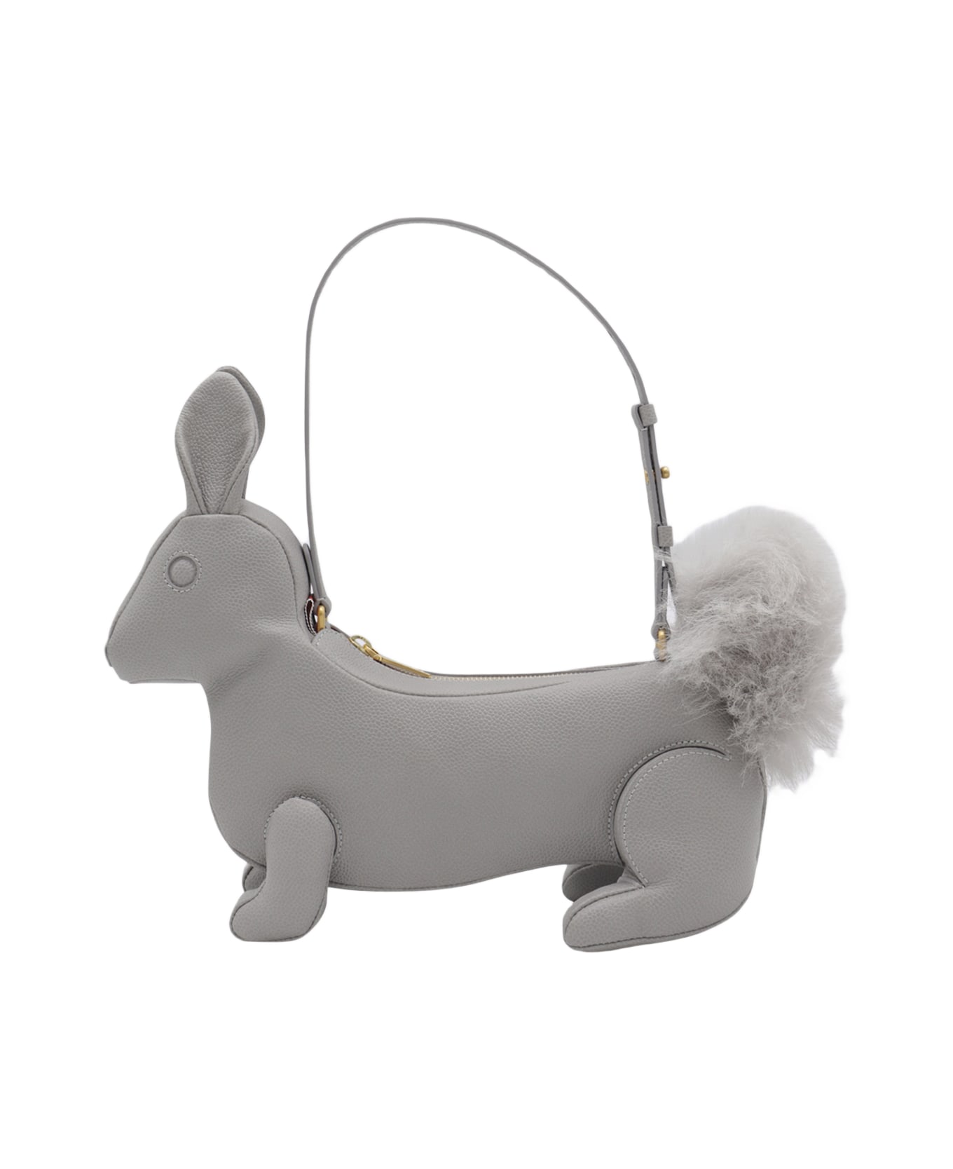 Thom Browne Grey Leather Rabbit Top Handle Bag - LT GREY
