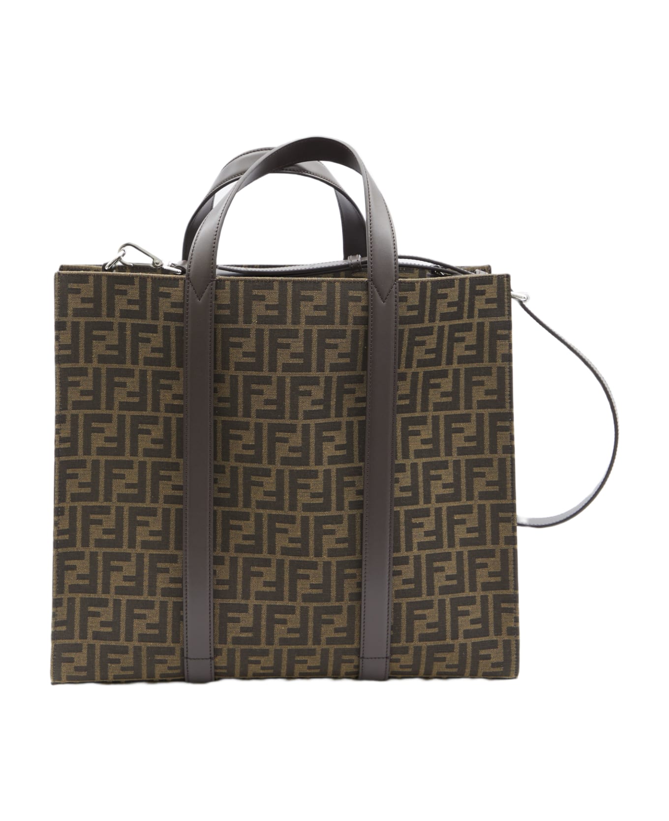 Fendi Ff Jacquard Fabric Bag - BLACK