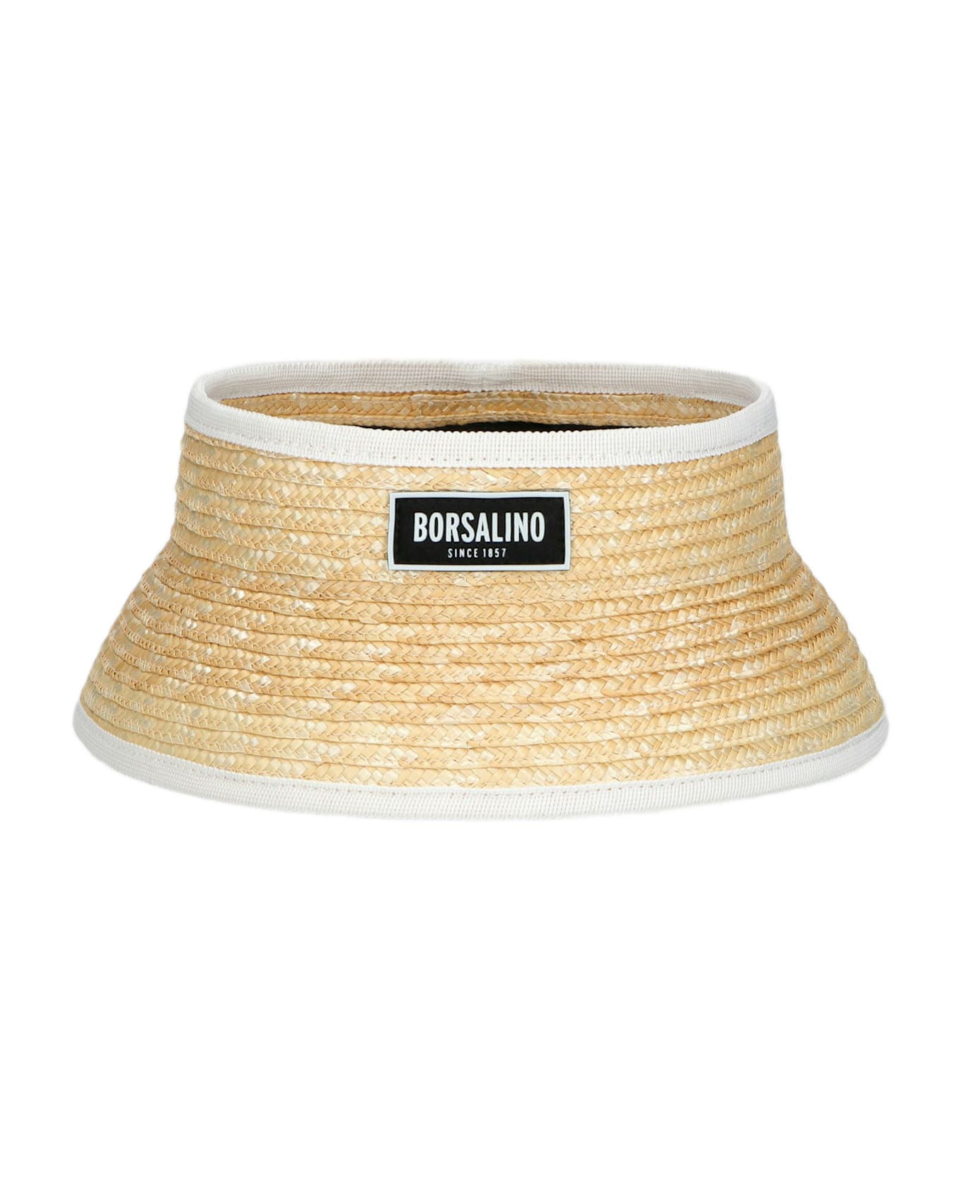 Borsalino Virgilio Visor In Braided Straw - NATURAL, WHITE HAT BAND