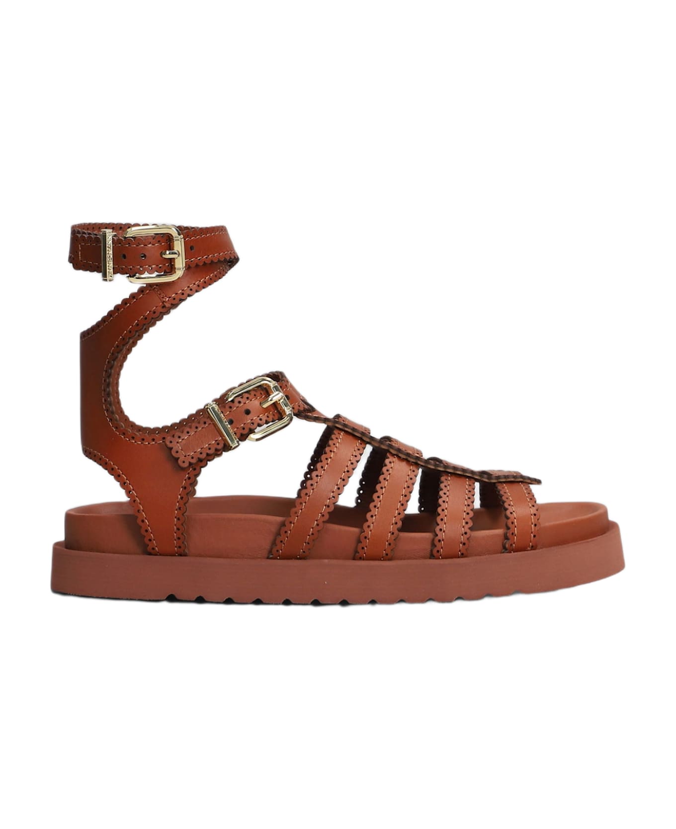 Zimmermann Goldie Gladiator Flats In Brown Leather - brown