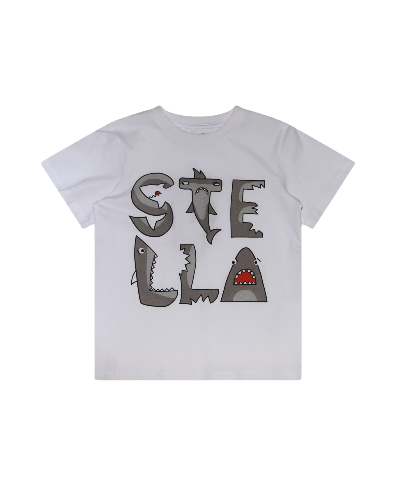 Stella McCartney White Multicolour Cotton Shark T-shirt - White