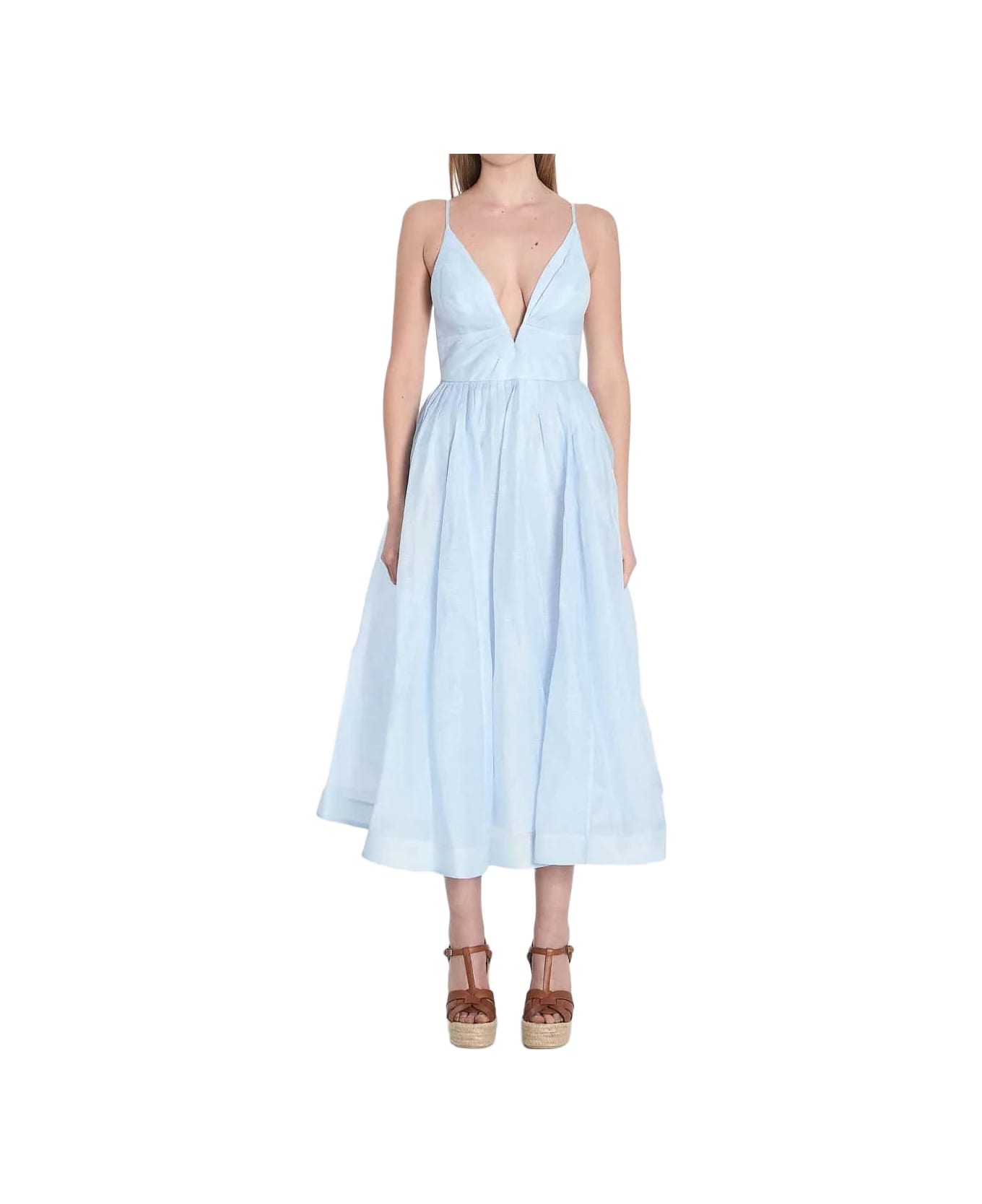 Zimmermann V Neck Midi Dress - Clear Blue