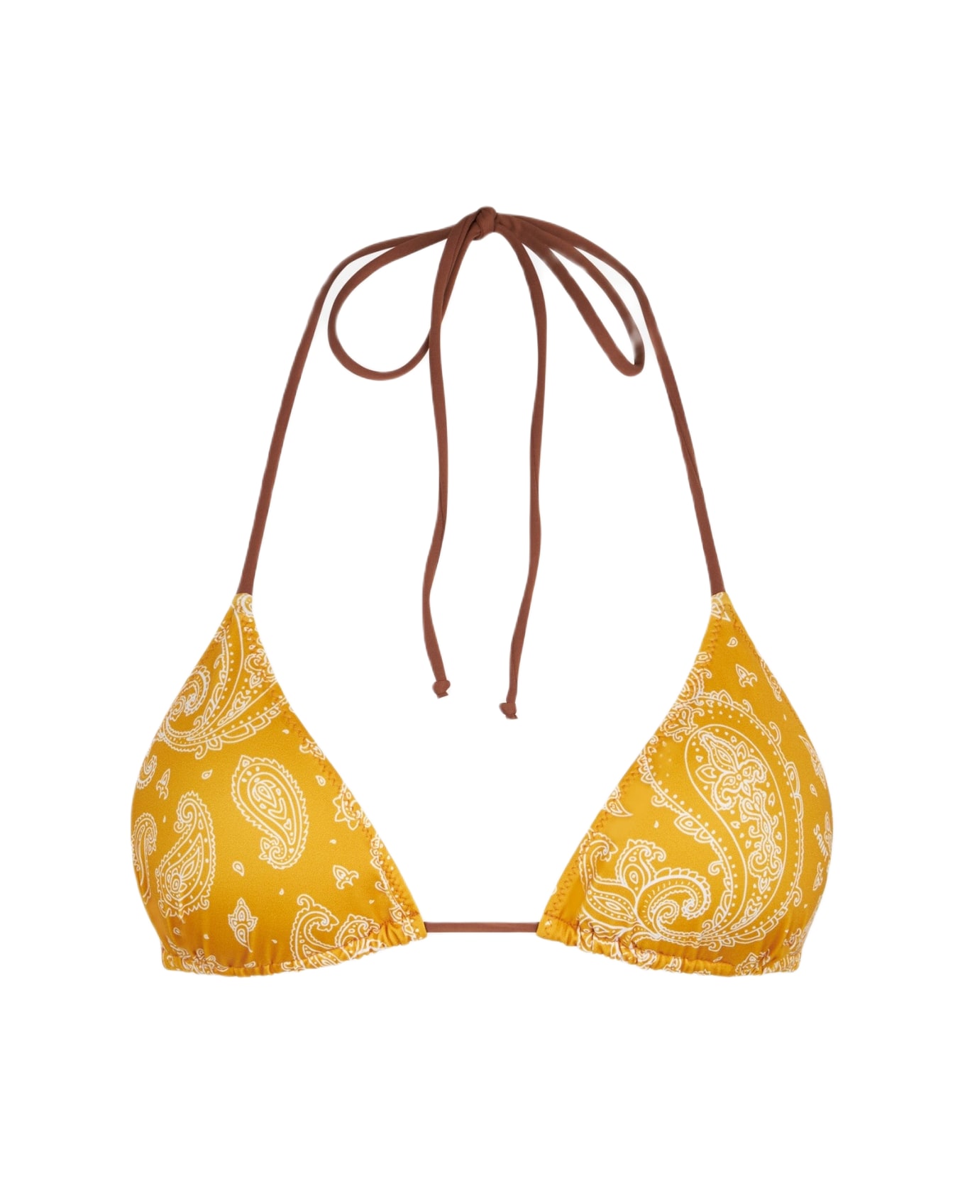 MC2 Saint Barth Woman Triangle Top Swimsuit With Paisley Print - YELLOW