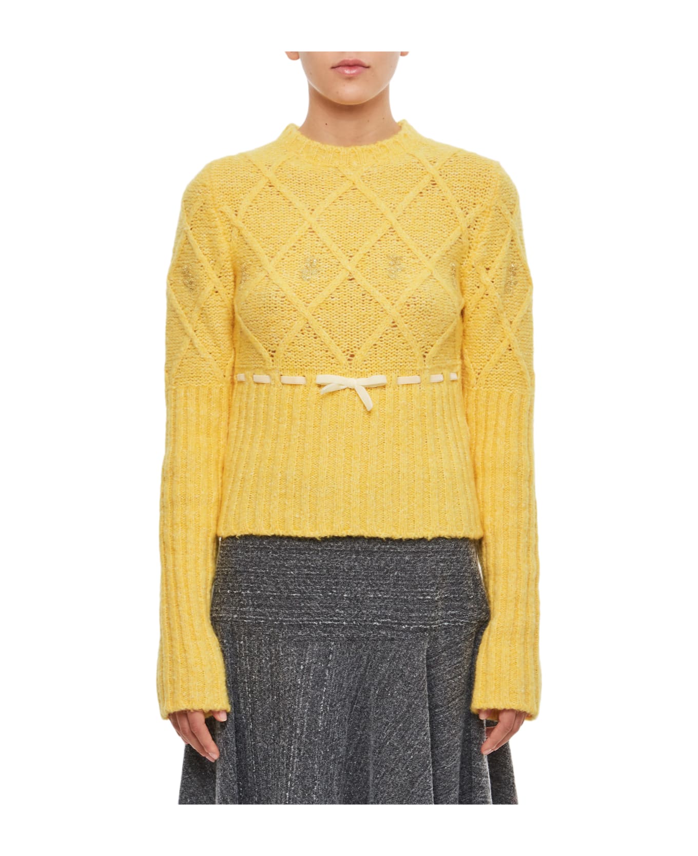 Cormio Oma Embroidered Wool Blend Sweater - Yellow