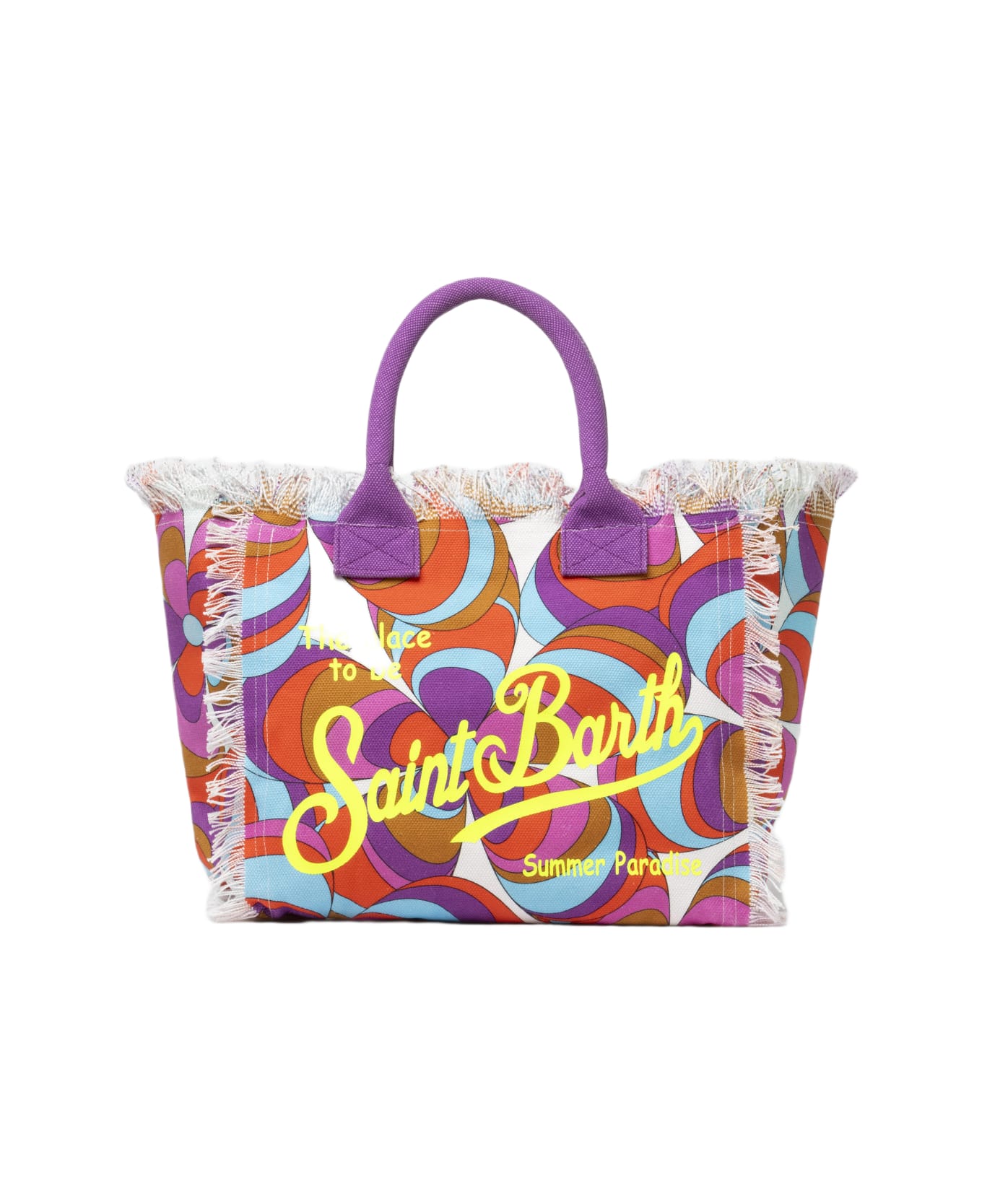 MC2 Saint Barth Cotton Canvas Vanity Tote Bag With Daisy Print - ORANGE