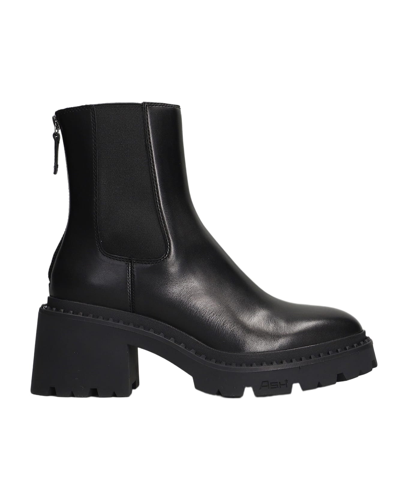 Ash Newton High Heels Ankle Boots In Black Leather - black