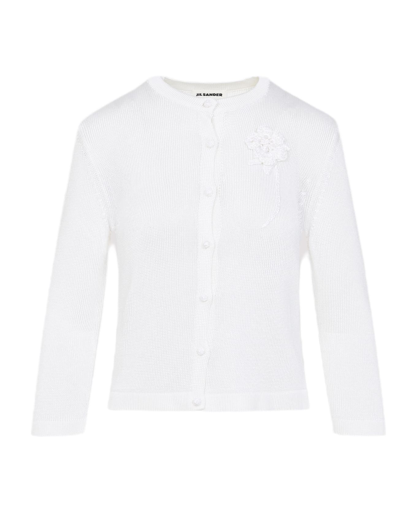 Jil Sander Cardigan With Crochet Flower - Piuma