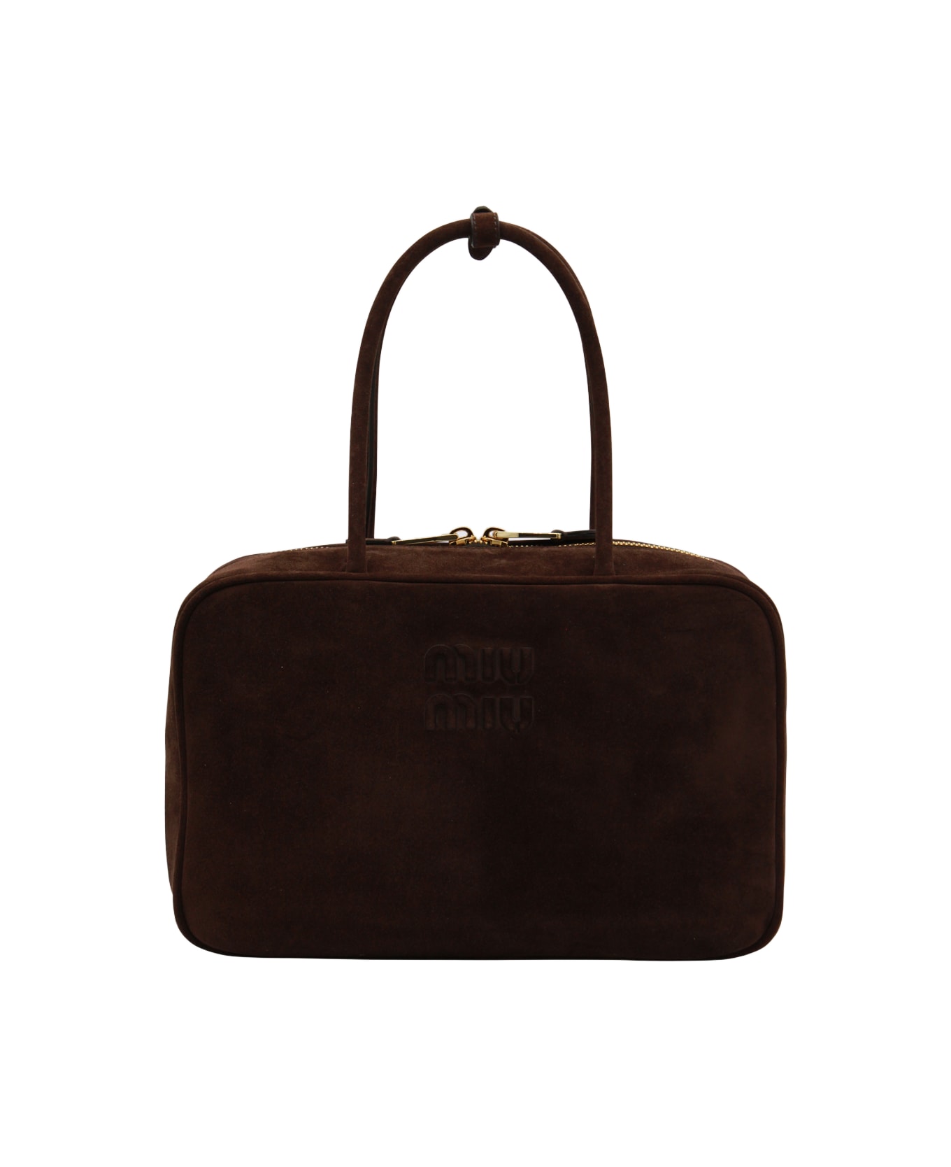 Miu Miu Dark Brown Leather Beau Large Top Handle Bag - Brown