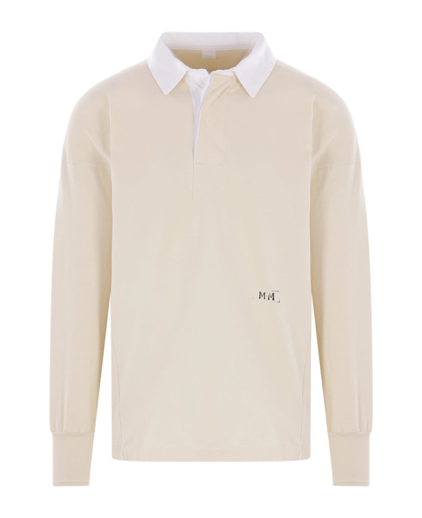 Maison Margiela Cotton Long-sleeve Polo Shirt - IVORY