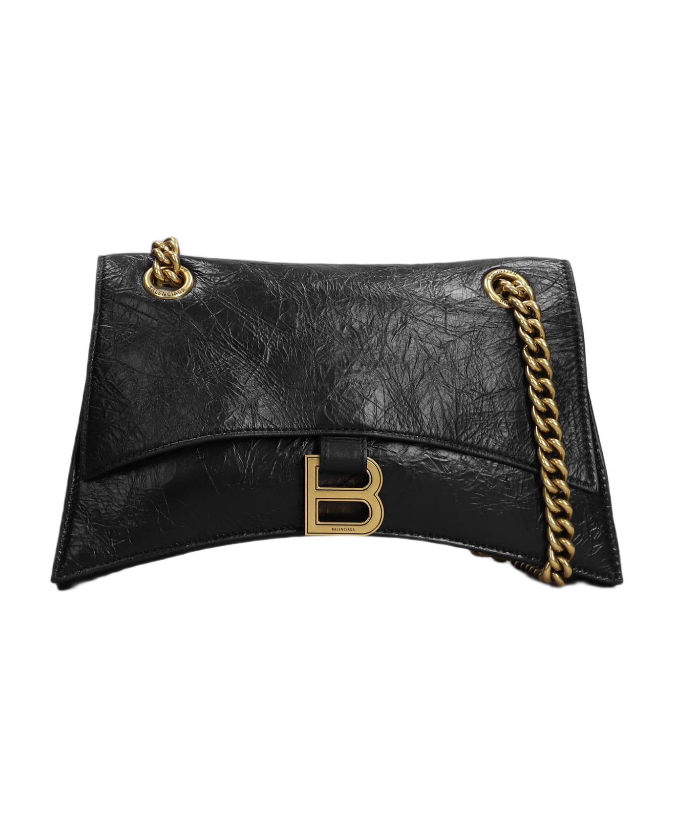 Balenciaga Crush Ch S Shoulder Bag In Black Leather - black