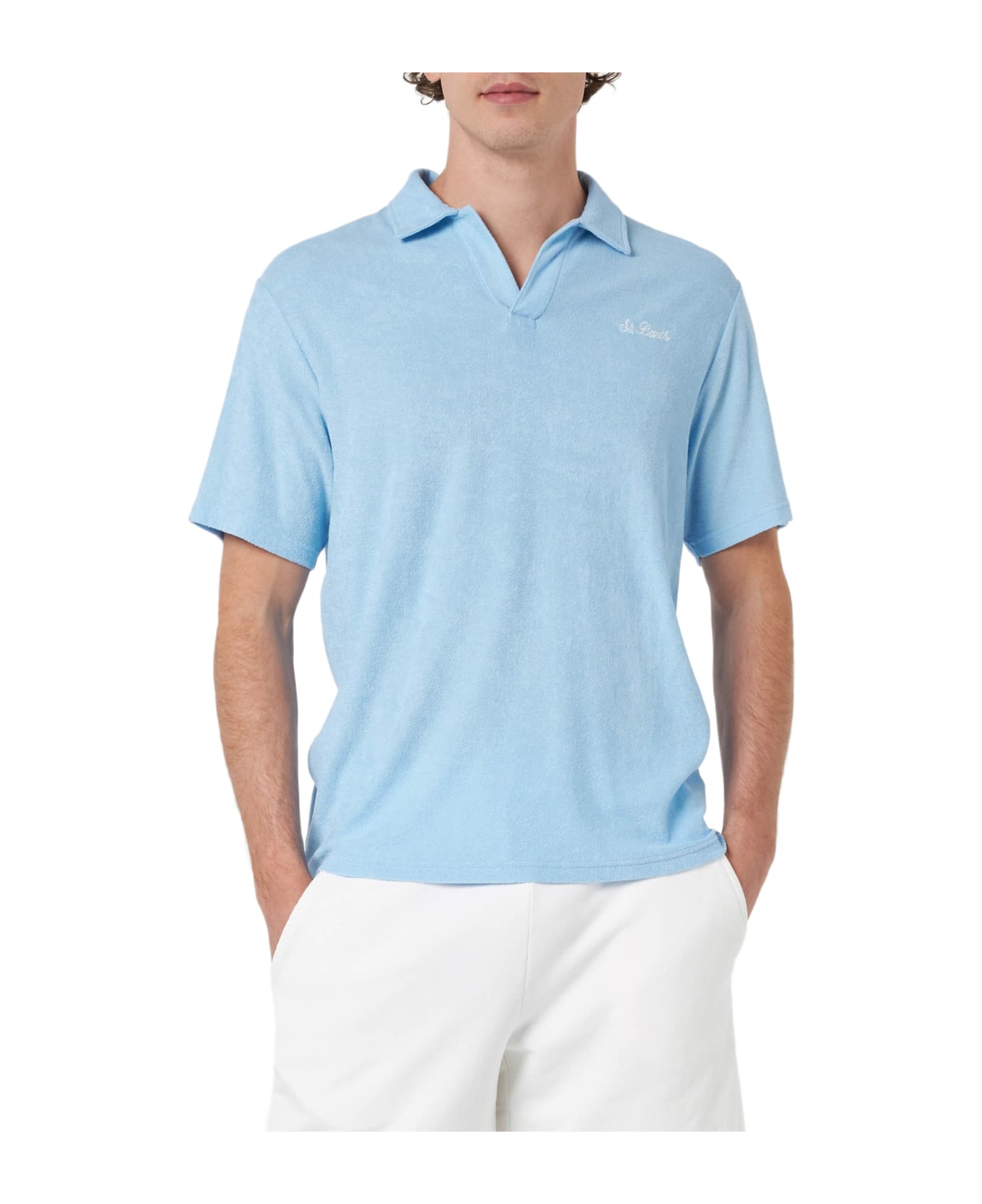 MC2 Saint Barth Man Light Blue Terry Polo Shirt Jeremy - SKY