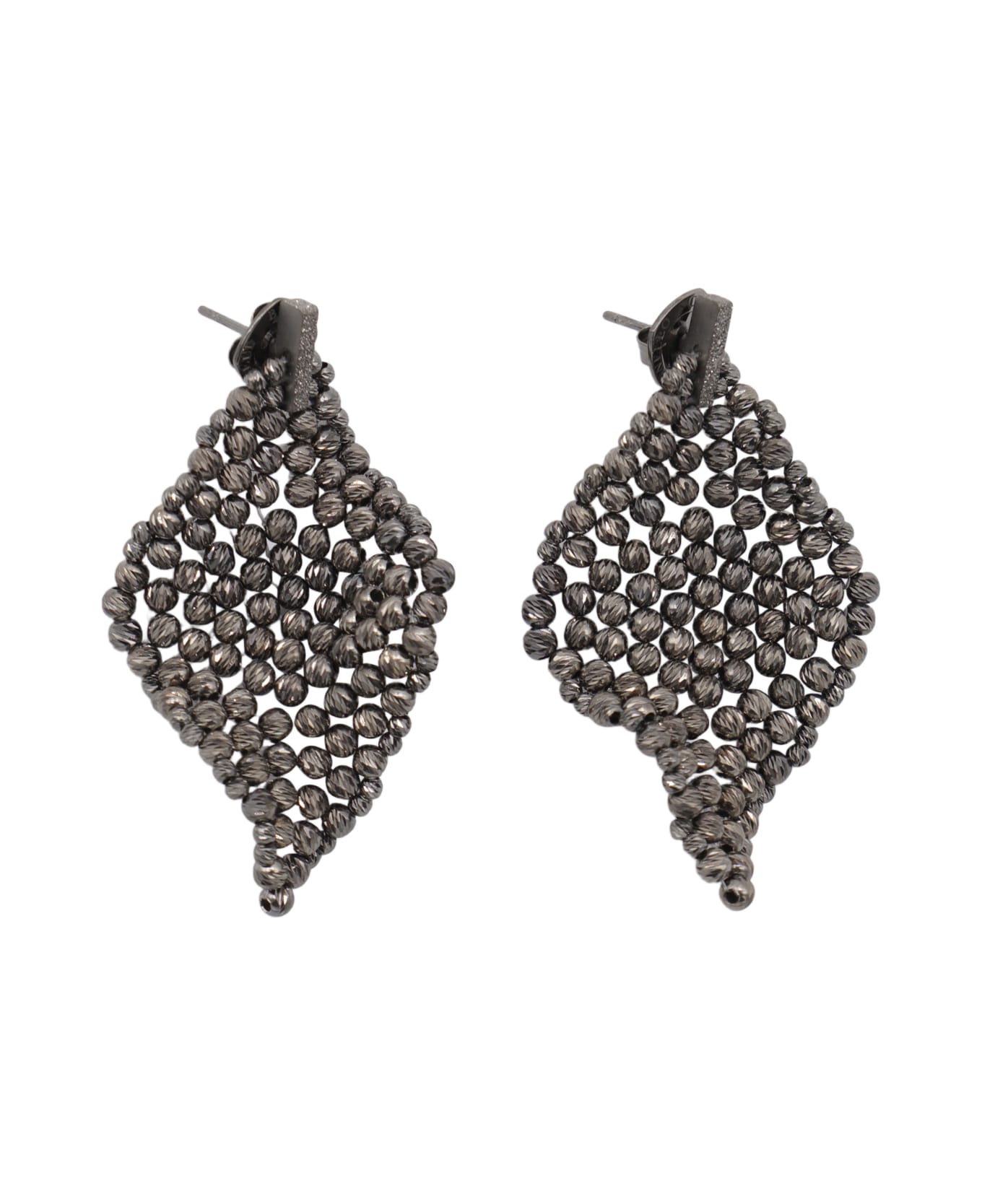 Brunello Cucinelli Silver Brass Earrings - Black