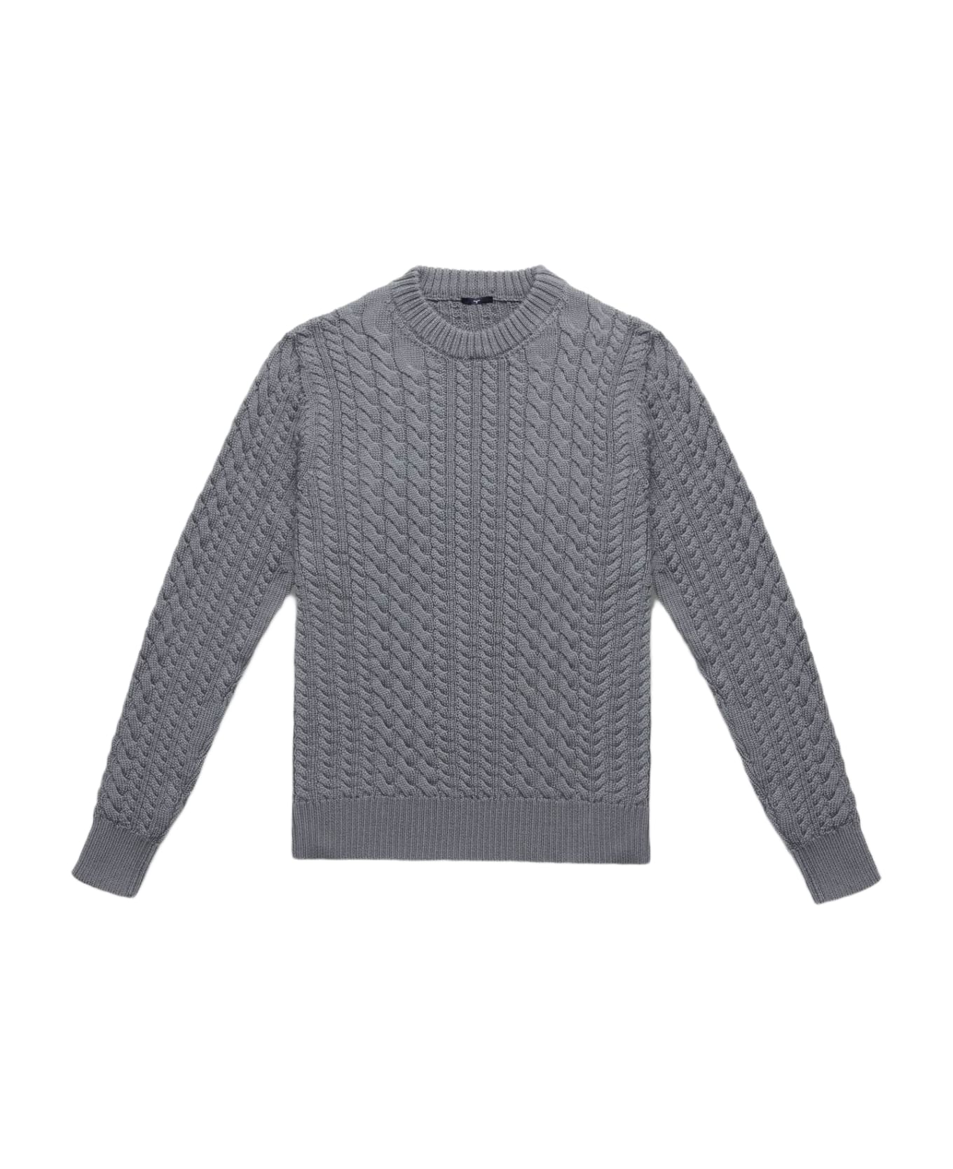 Larusmiani Cable Knit Sweater Col Du Pillon Sweater - LightGray